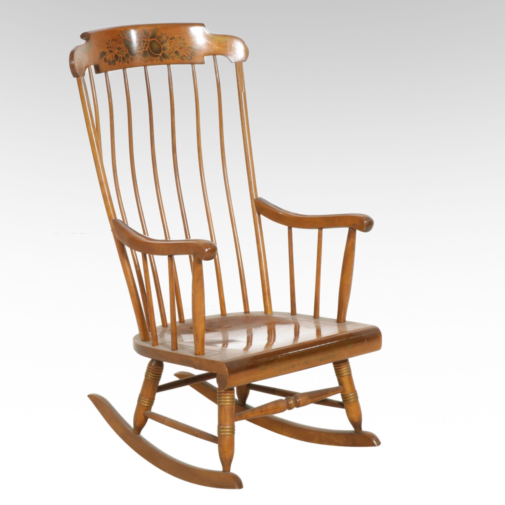 Nichols & Stone Co. Stencil-Decorated Maple Boston Rocker