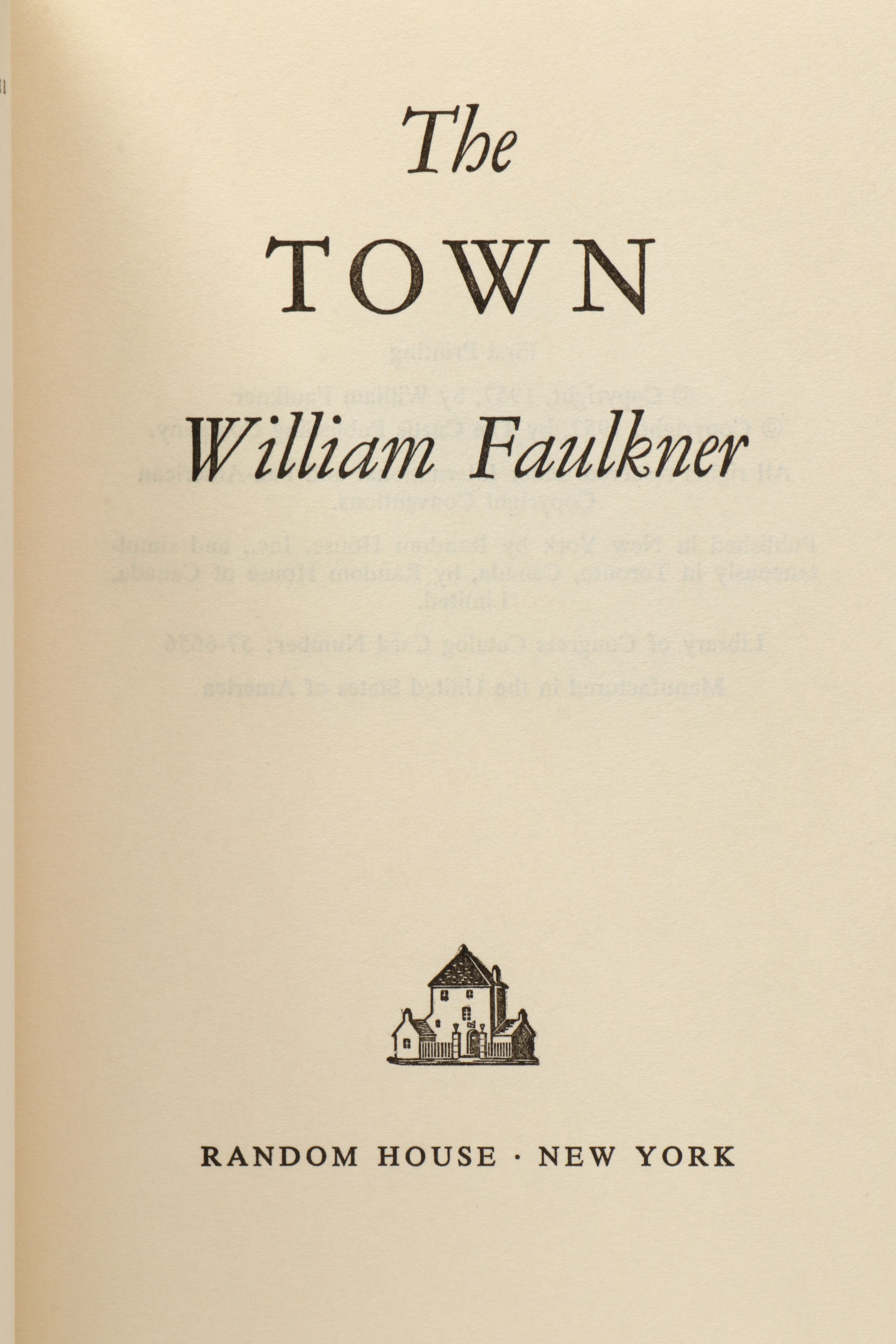 First Edition, Second State "The Town" by William Faulkner, 1957