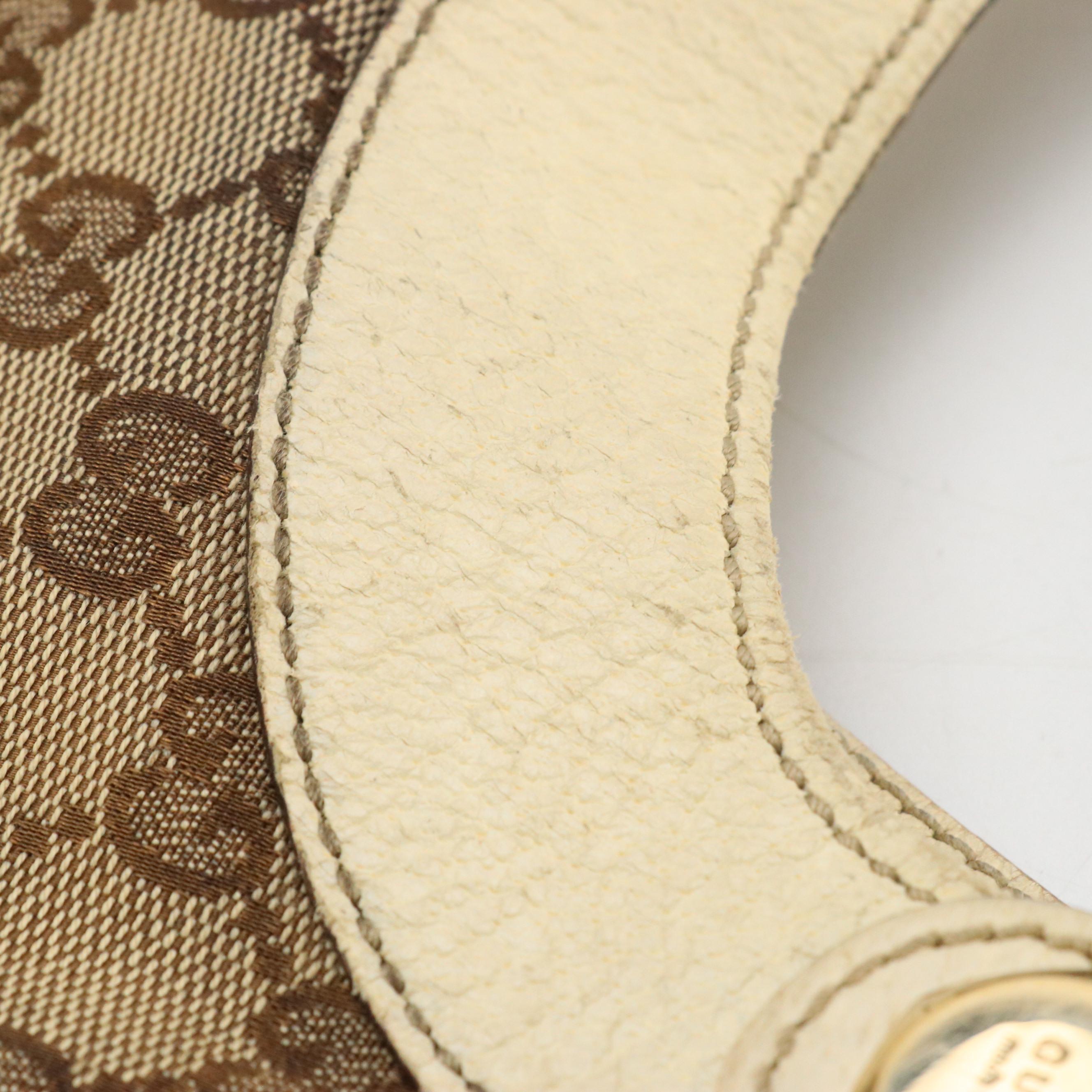 Gucci Charmy Shoulder Bag in GG Canvas and Ivory Cinghiale Leather Trim