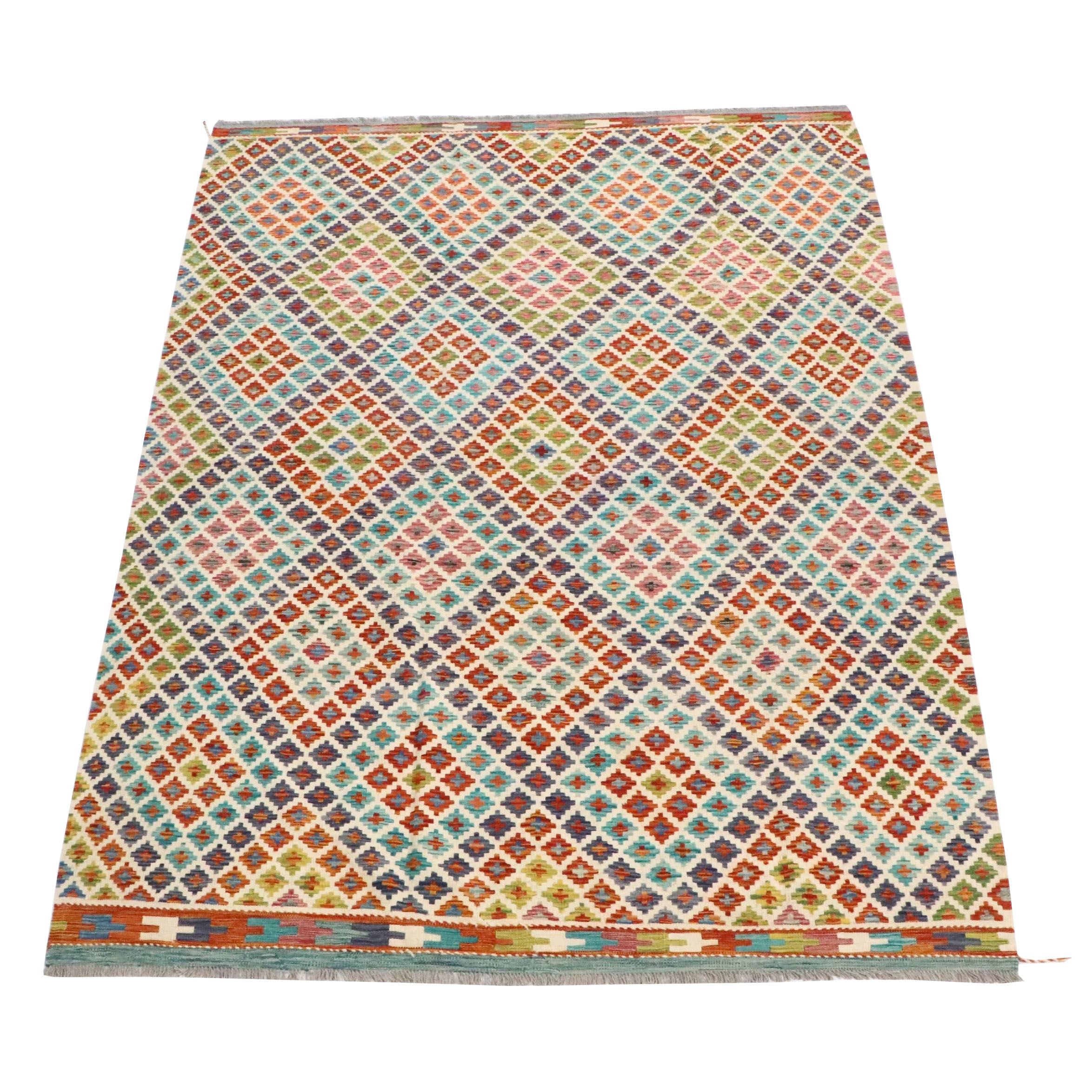 7' x 10'1 Handwoven Pakistani Kilim Area Rug