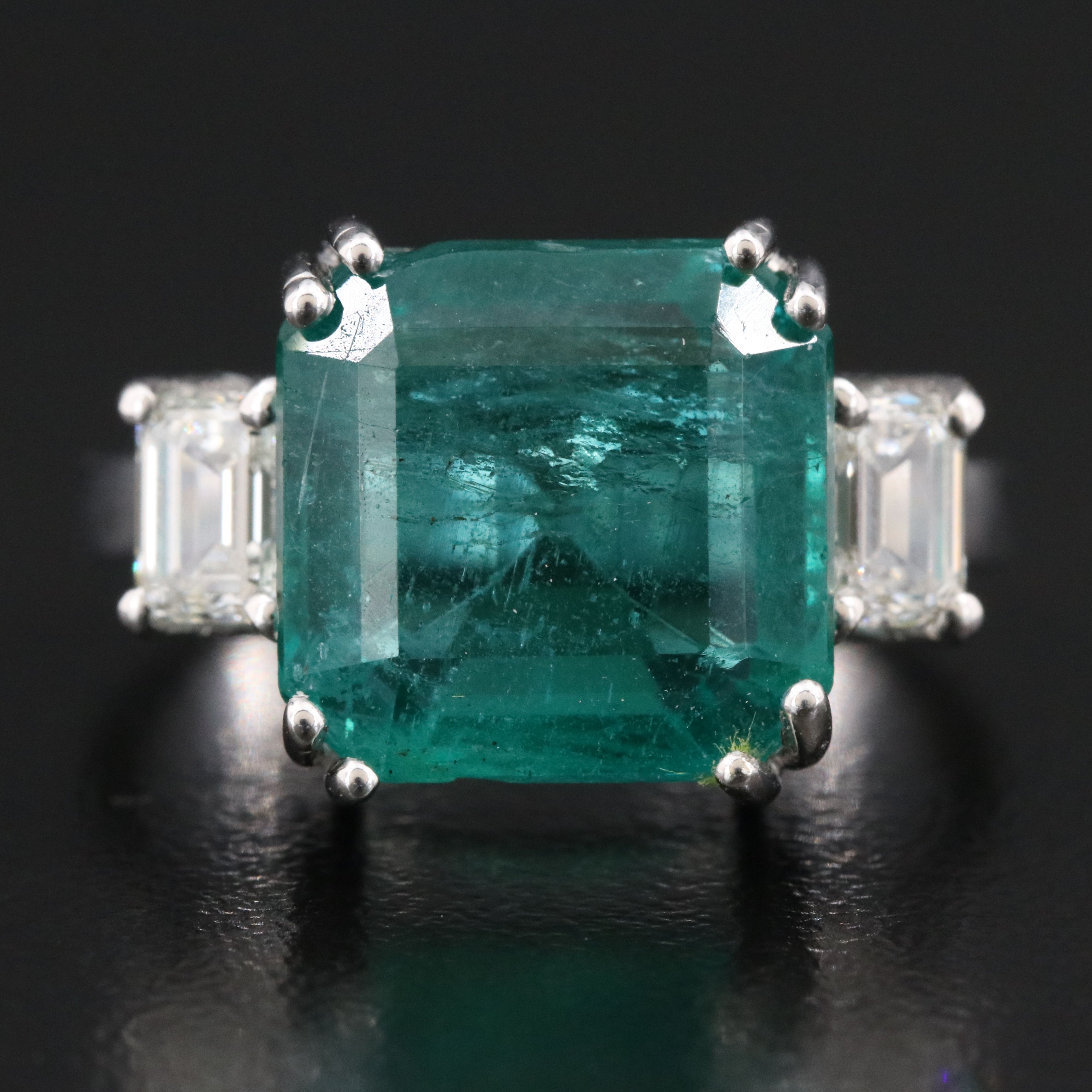 18K 6.36 CT Zambia Emerald and 0.80 CTW Diamond Ring with GIA Reports