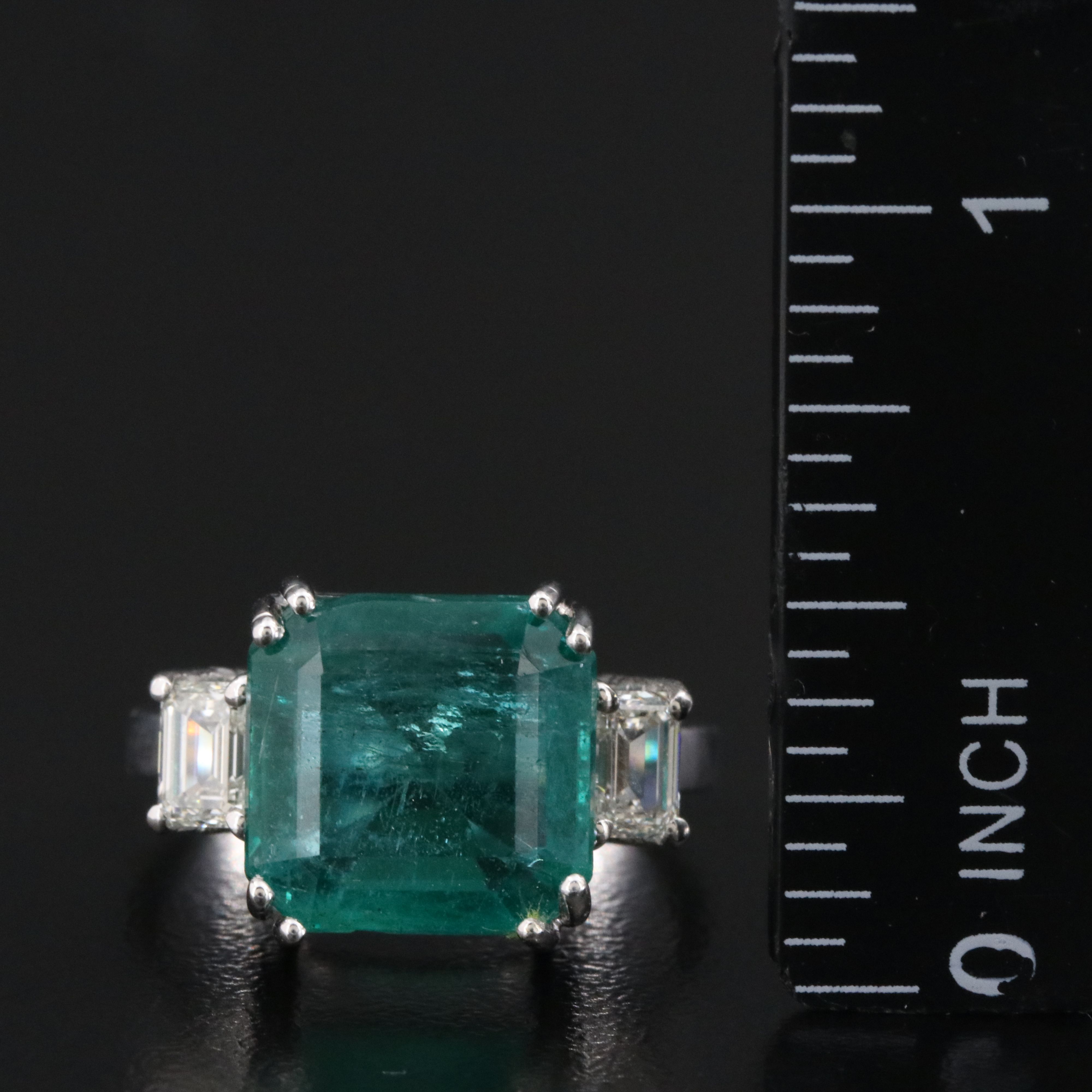 18K 6.36 CT Zambia Emerald and 0.80 CTW Diamond Ring with GIA Reports