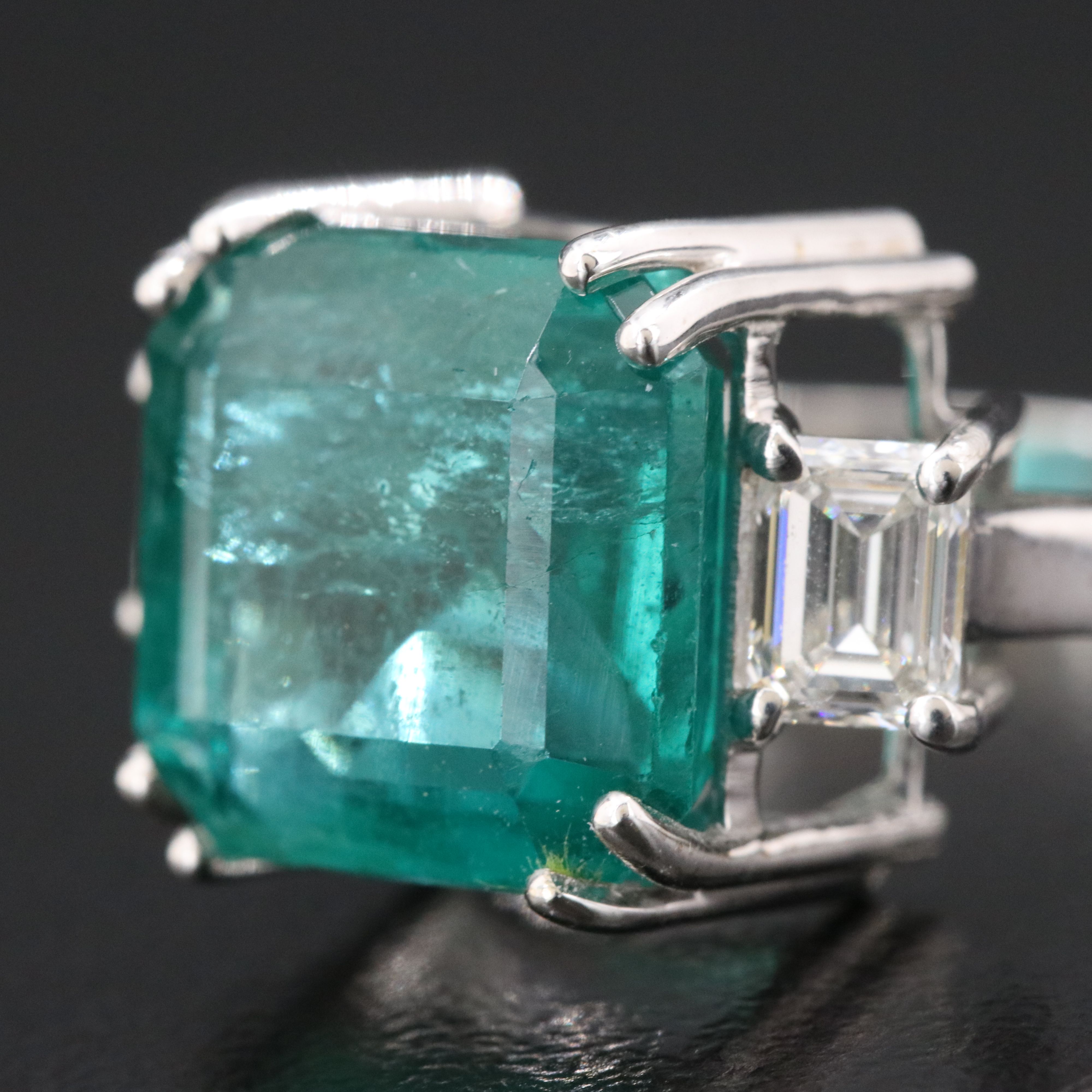 18K 6.36 CT Zambia Emerald and 0.80 CTW Diamond Ring with GIA Reports