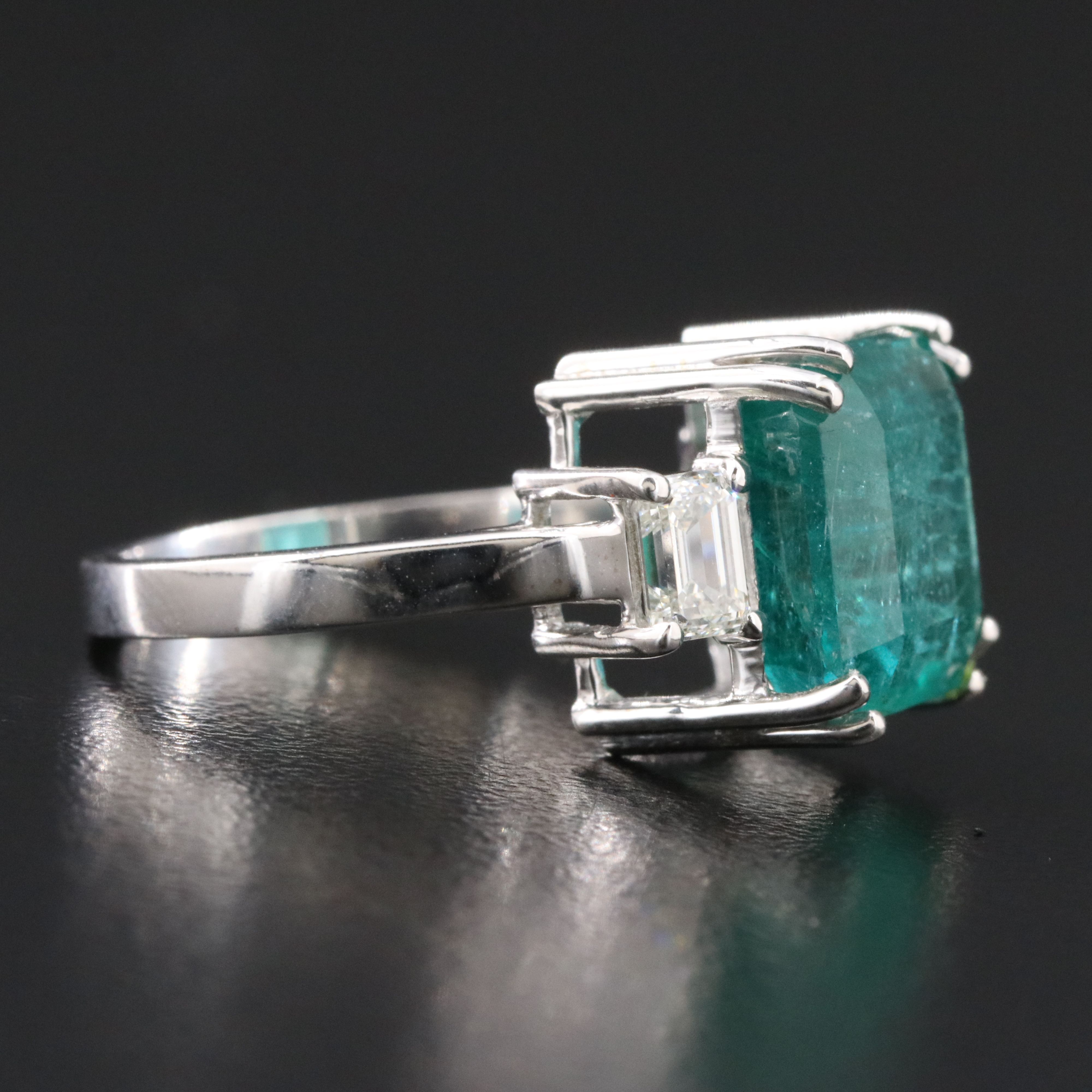 18K 6.36 CT Zambia Emerald and 0.80 CTW Diamond Ring with GIA Reports
