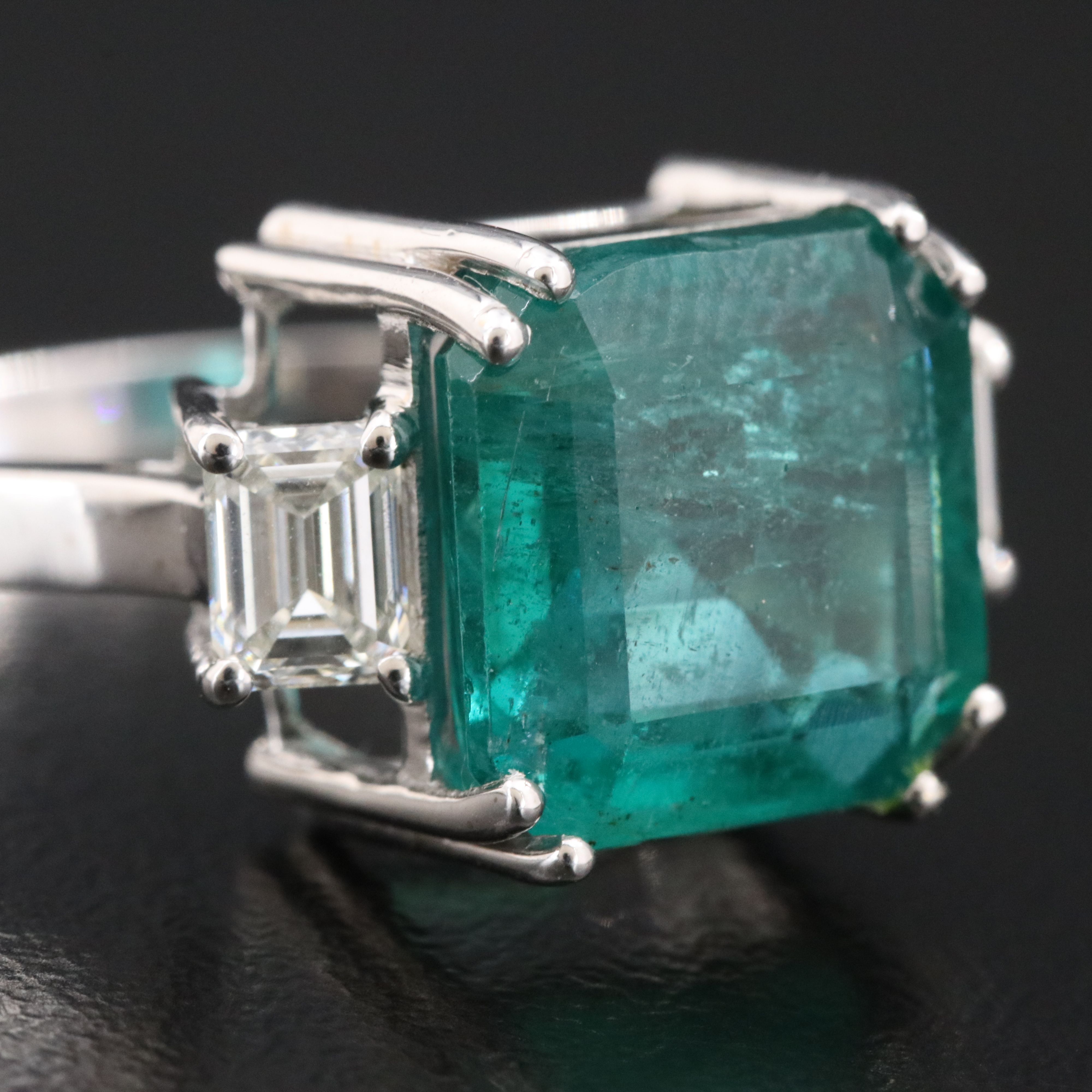 18K 6.36 CT Zambia Emerald and 0.80 CTW Diamond Ring with GIA Reports