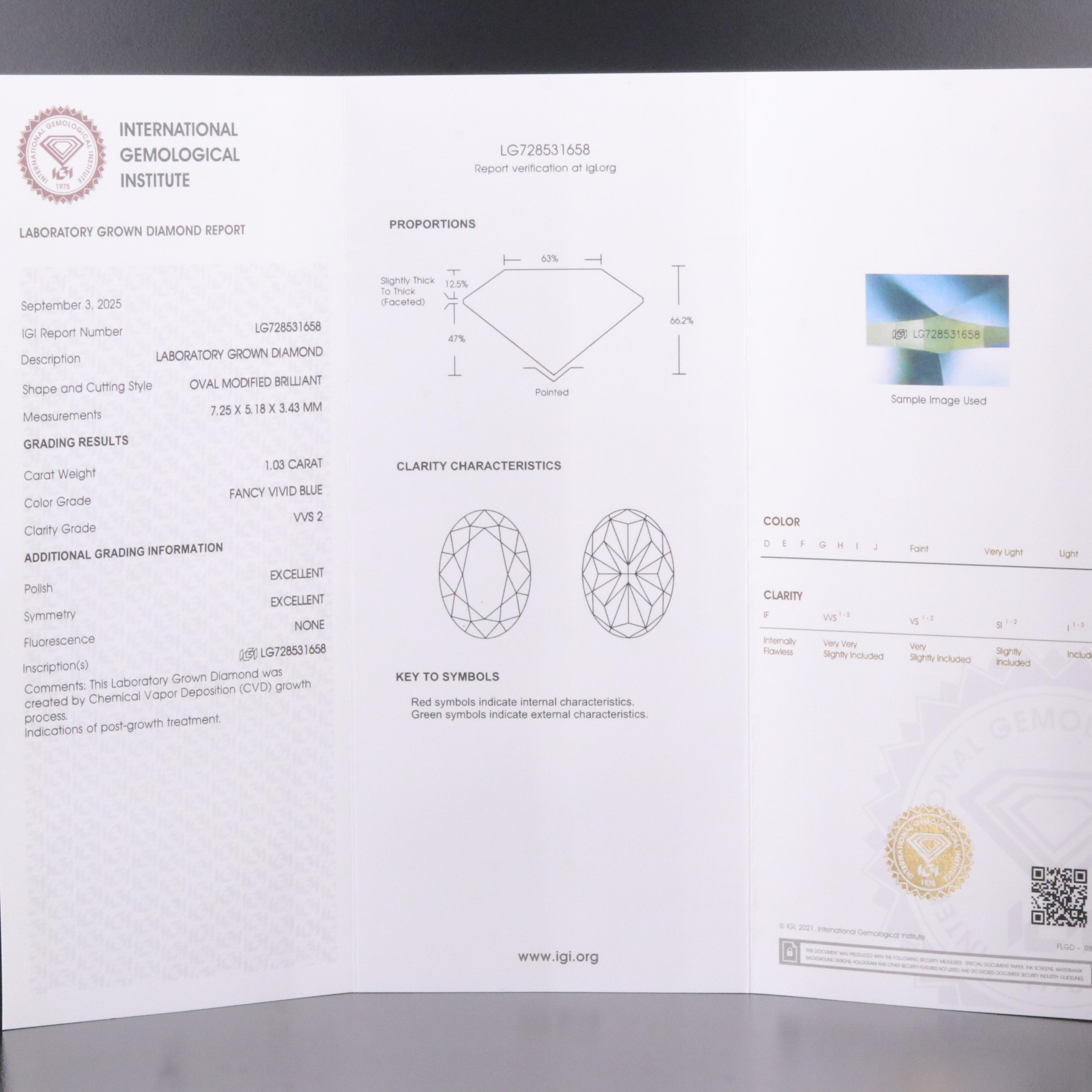 Loose 1.03 CT Lab Grown Fancy Diamond with IGI Report
