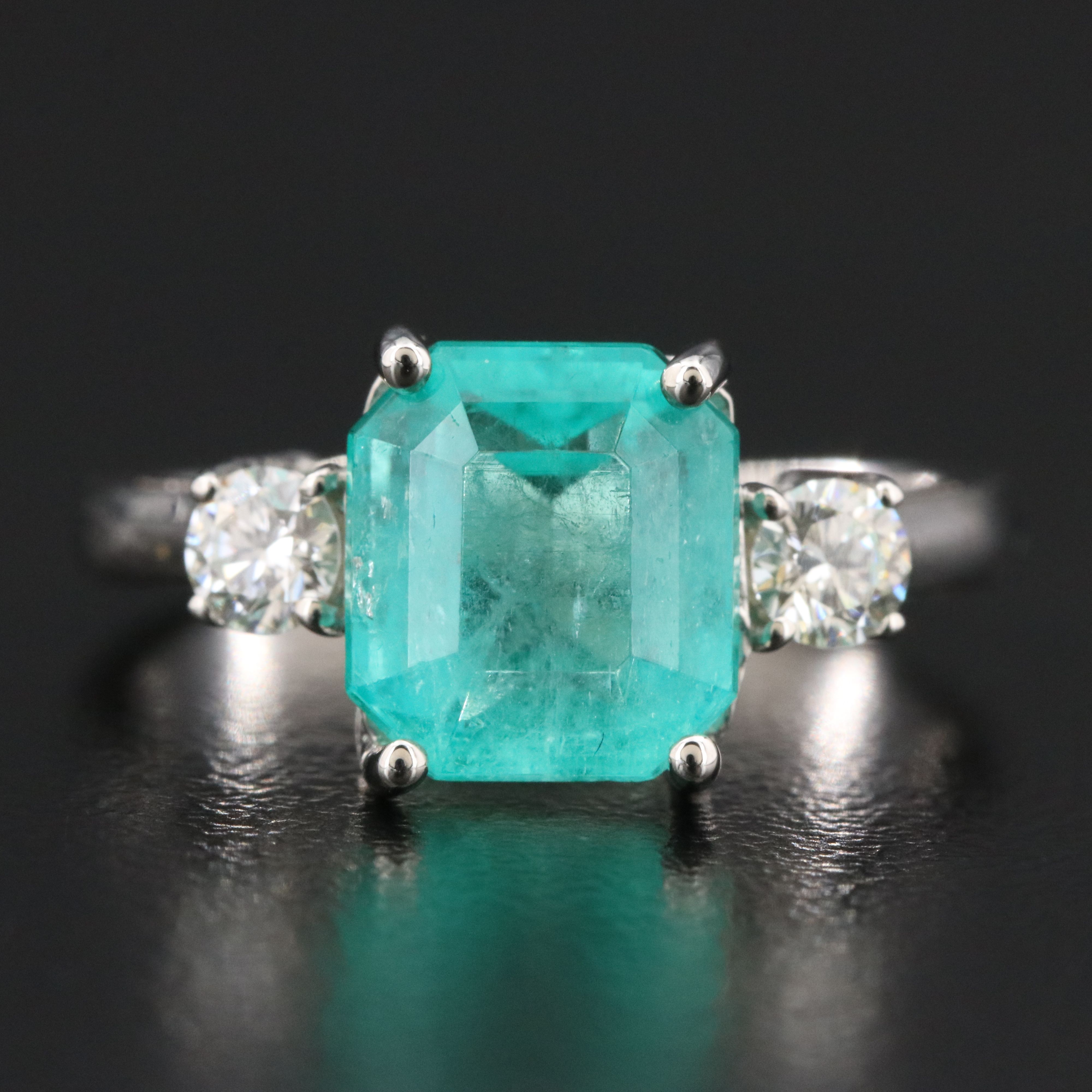 Platinum 2.99 CT Colombian Emerald and Diamond Ring with GIA Report