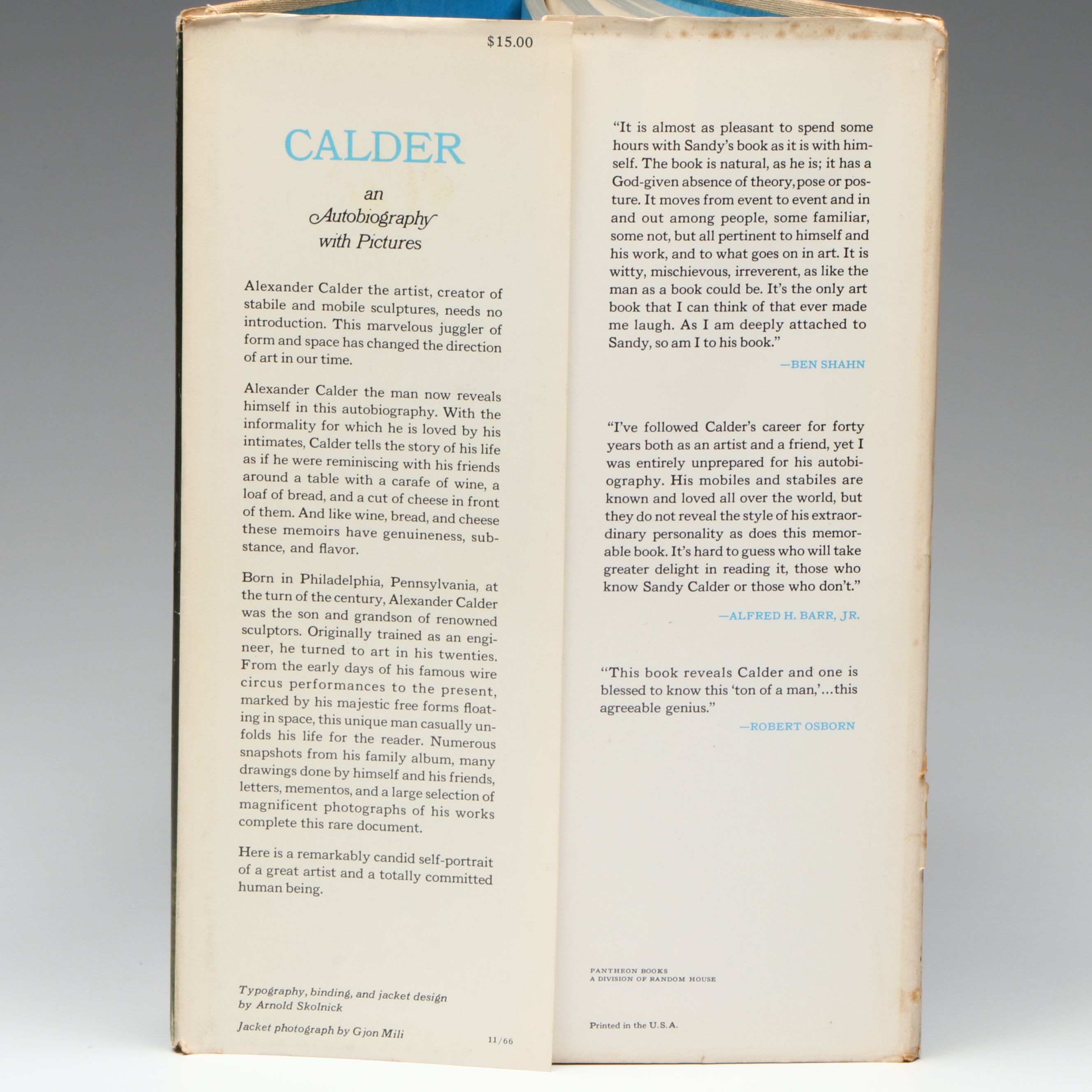 First Printing "Calder: An Autobiography with Pictures" by Alexander Calder