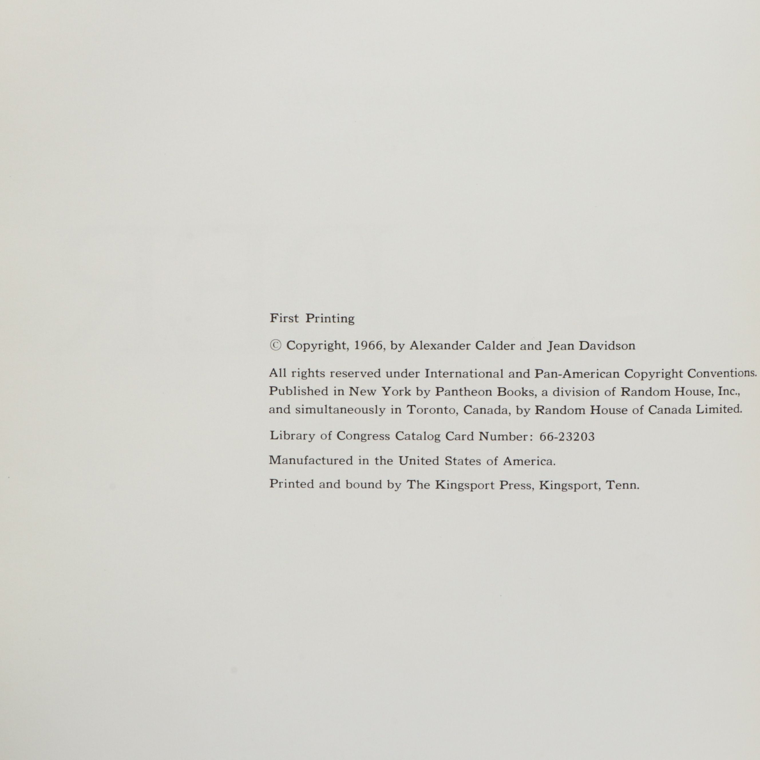 First Printing "Calder: An Autobiography with Pictures" by Alexander Calder