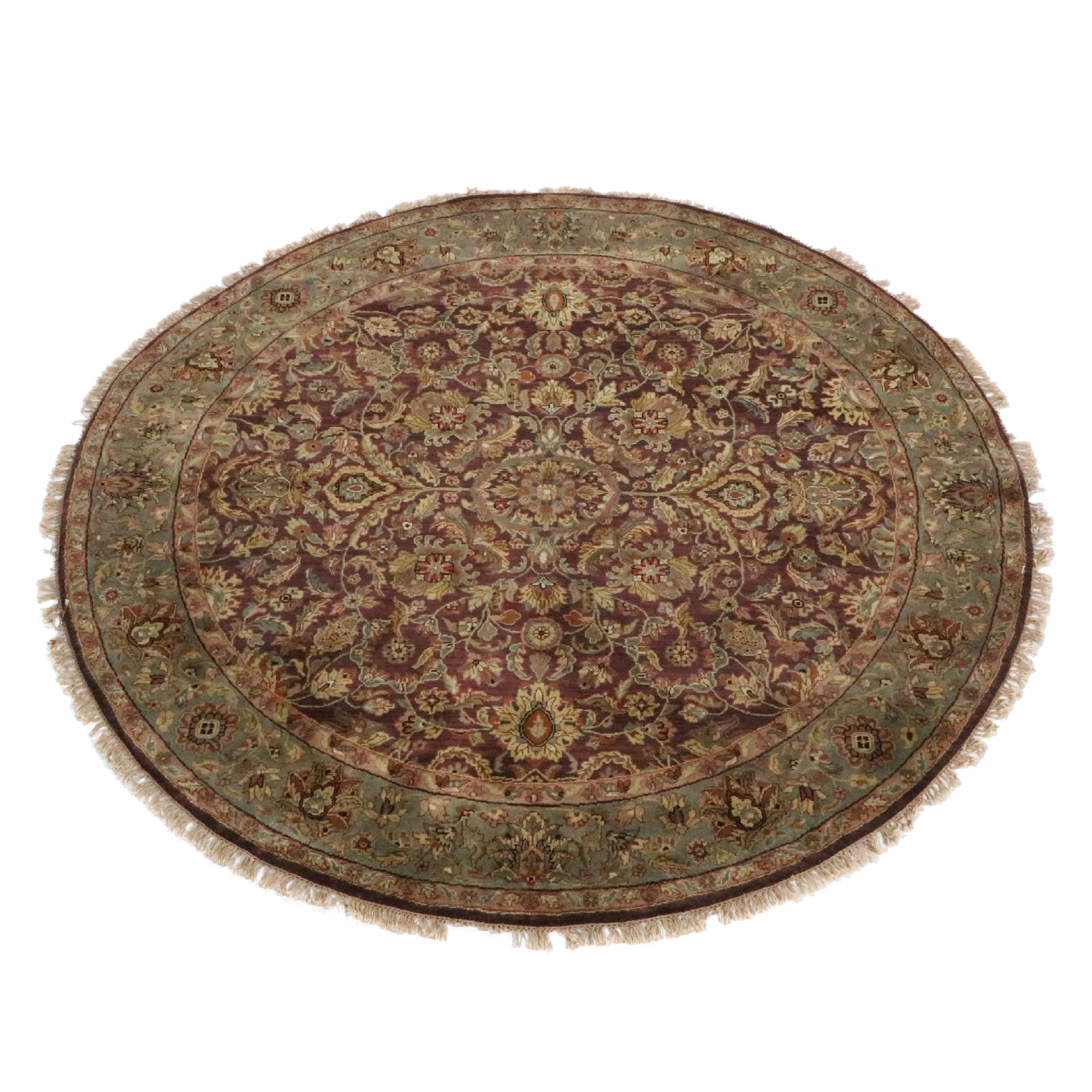 8'1 x 8'2 Hand-Knotted Round Pakistani Peshawar Area Rug
