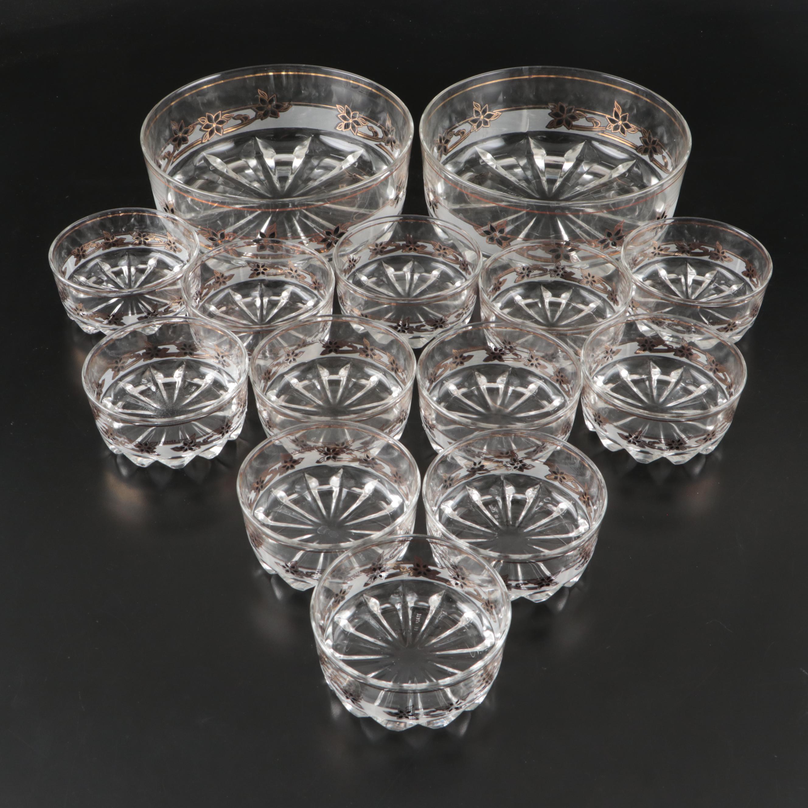 MCM Italian Decover Glass Salad and Serving Bowls