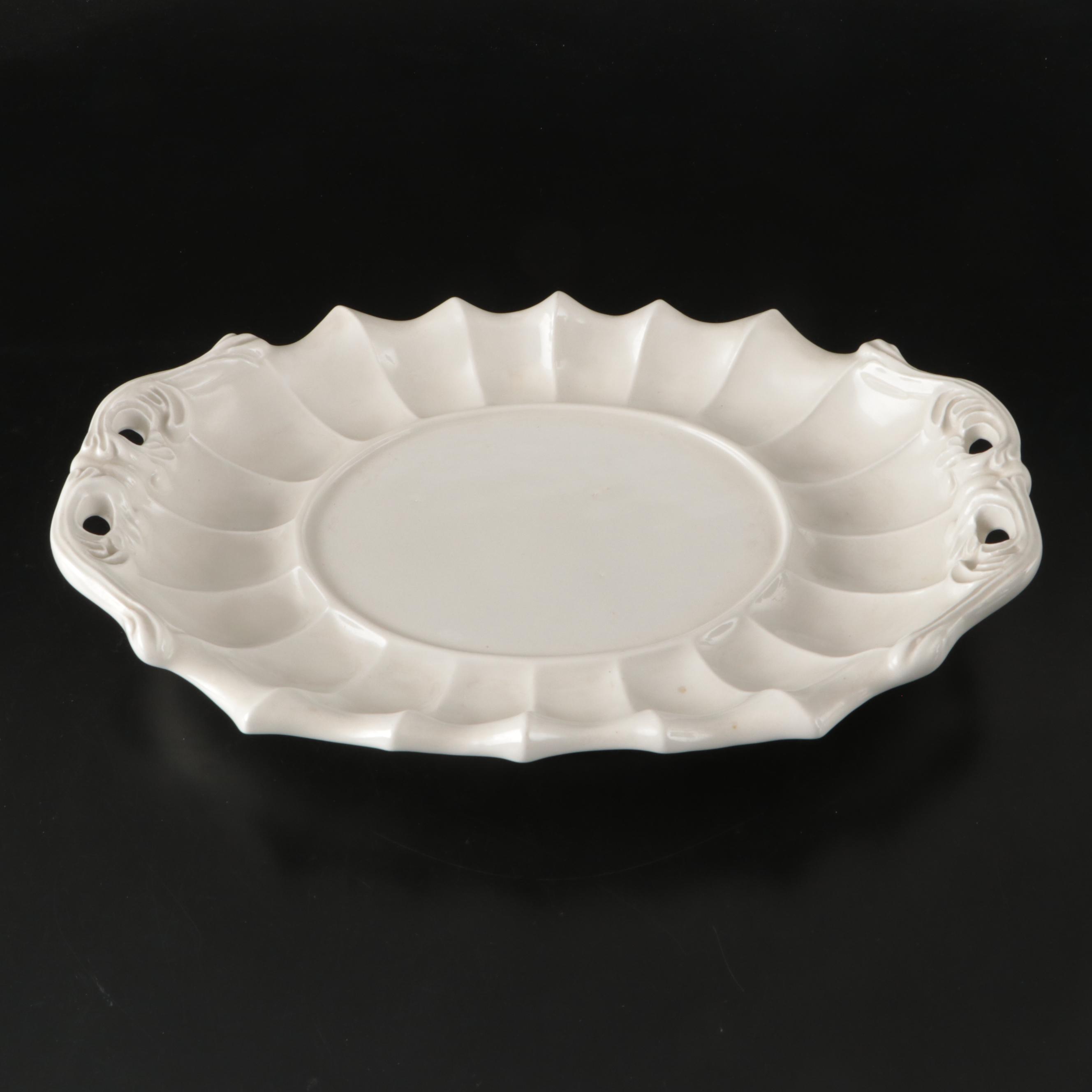 Victorian Style White Ceramic Soup Tureen, Mid to Late 20th Century