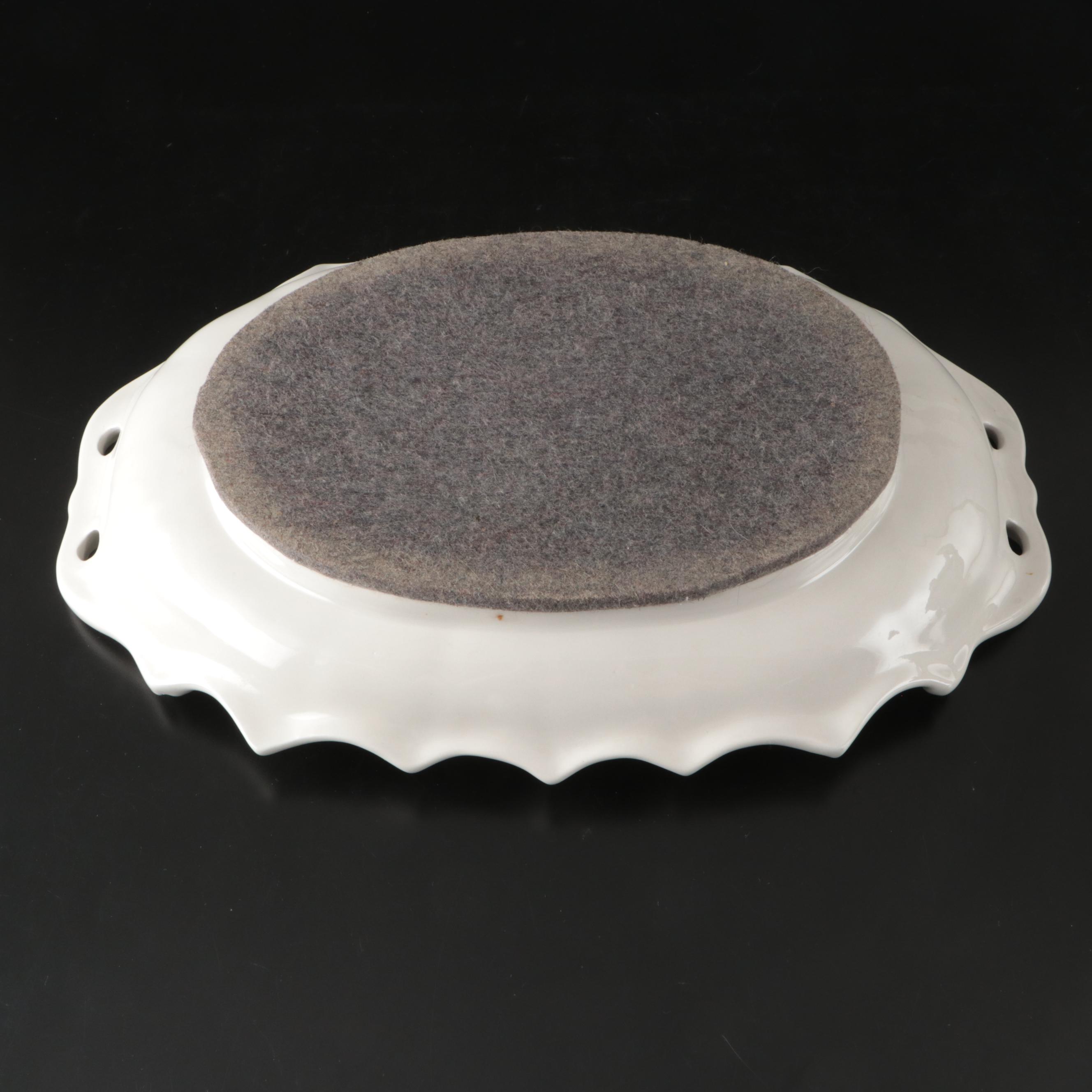 Victorian Style White Ceramic Soup Tureen, Mid to Late 20th Century