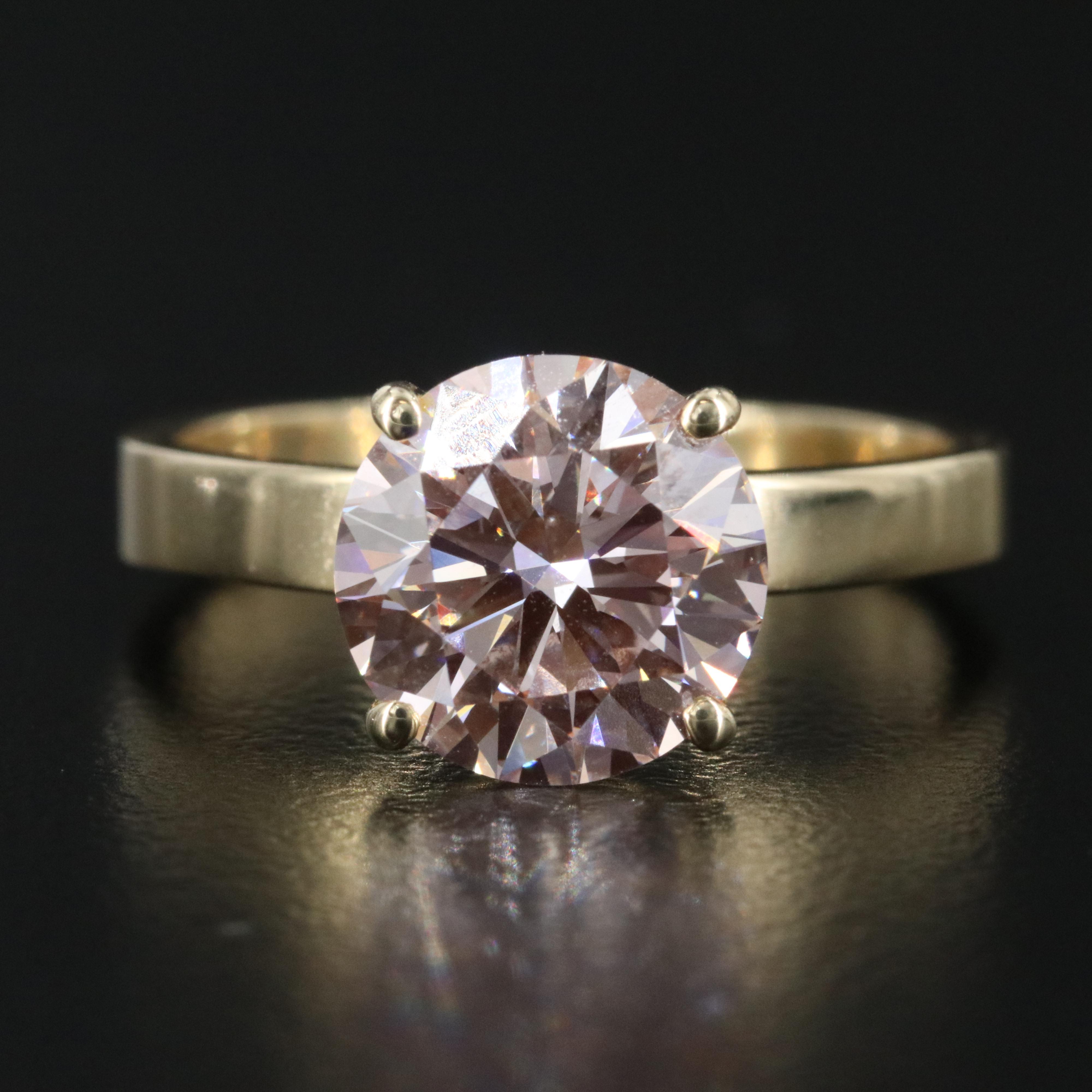 14K 2.97 CT Lab Grown Fancy Diamond Solitaire Ring with IGI Report