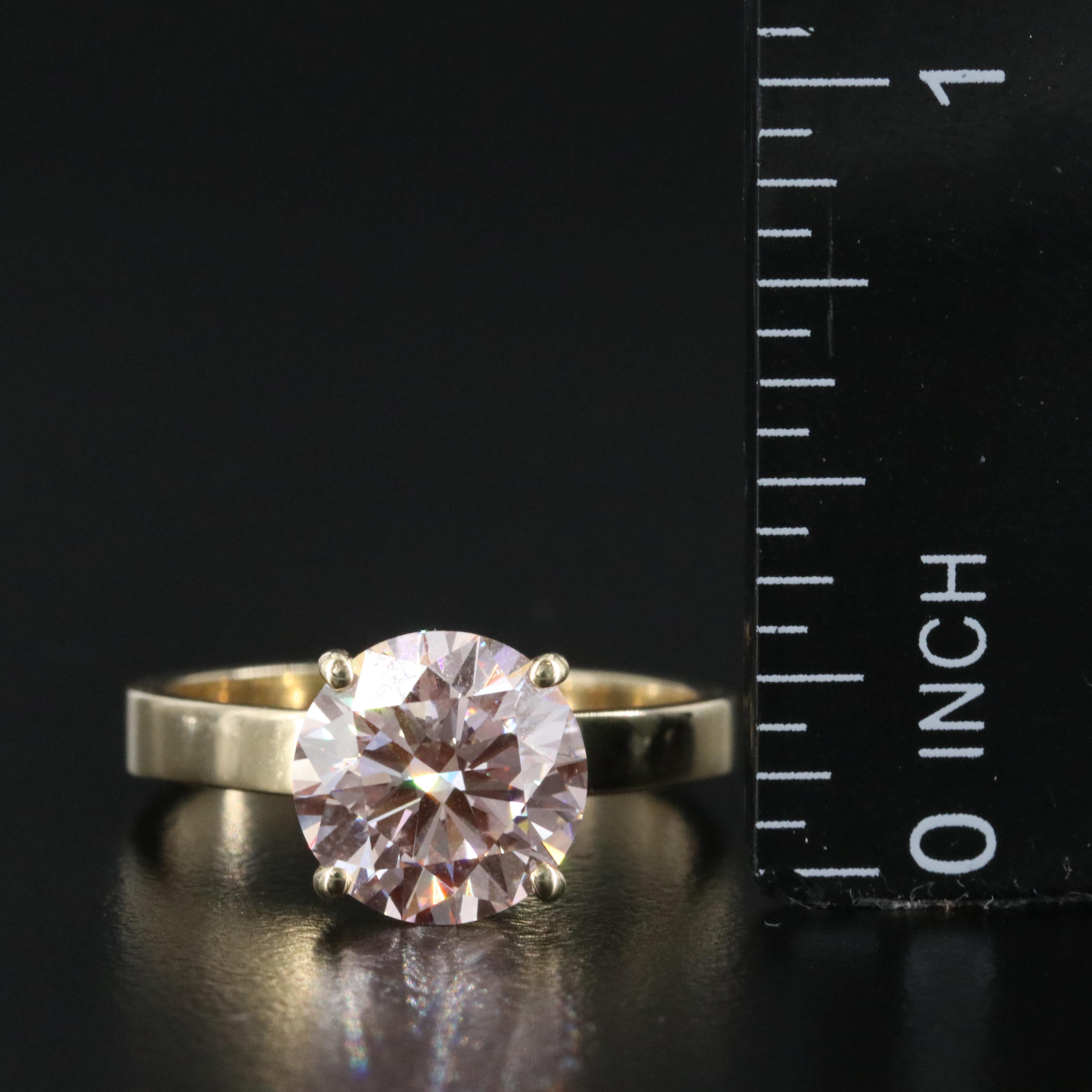 14K 2.97 CT Lab Grown Fancy Diamond Solitaire Ring with IGI Report