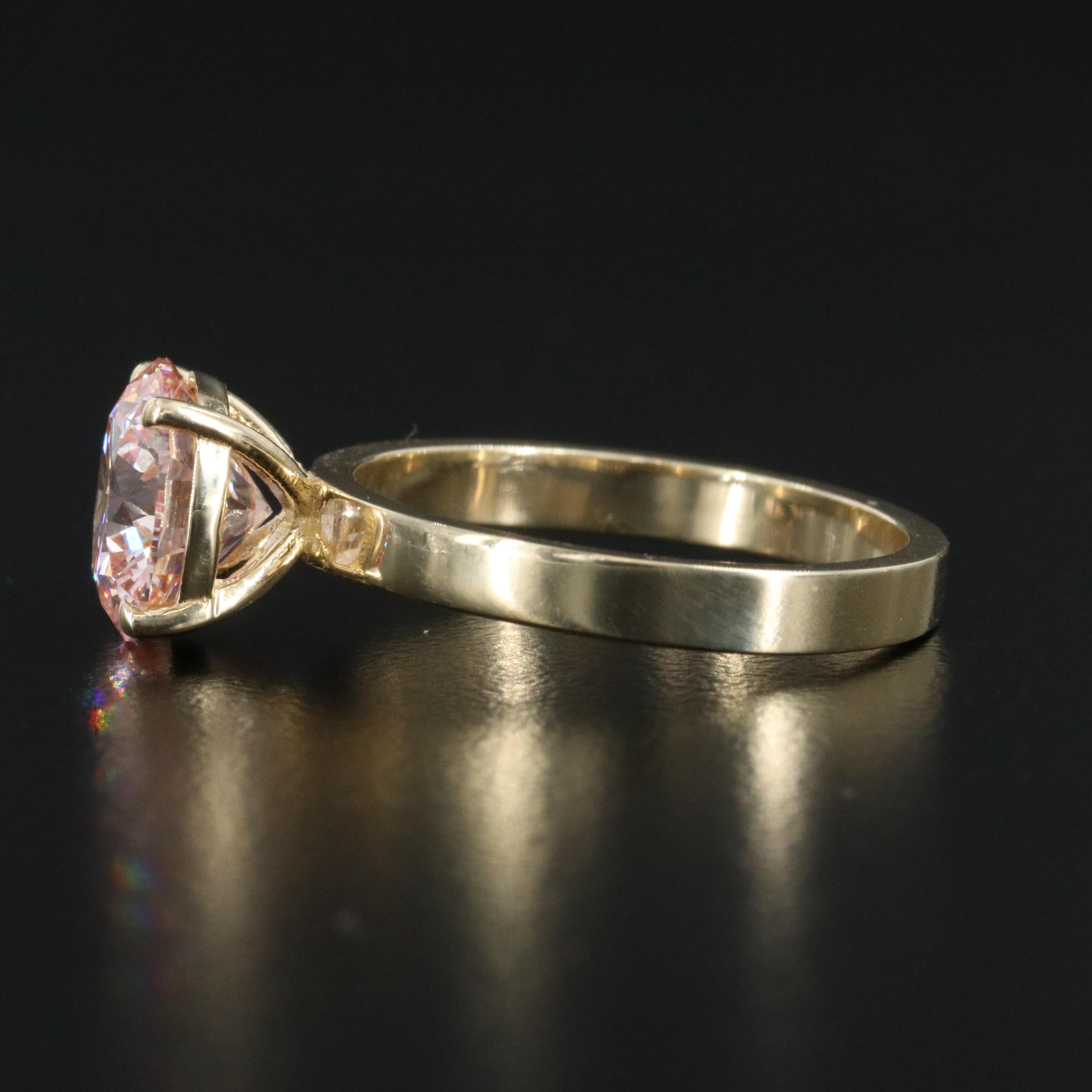 14K 2.97 CT Lab Grown Fancy Diamond Solitaire Ring with IGI Report