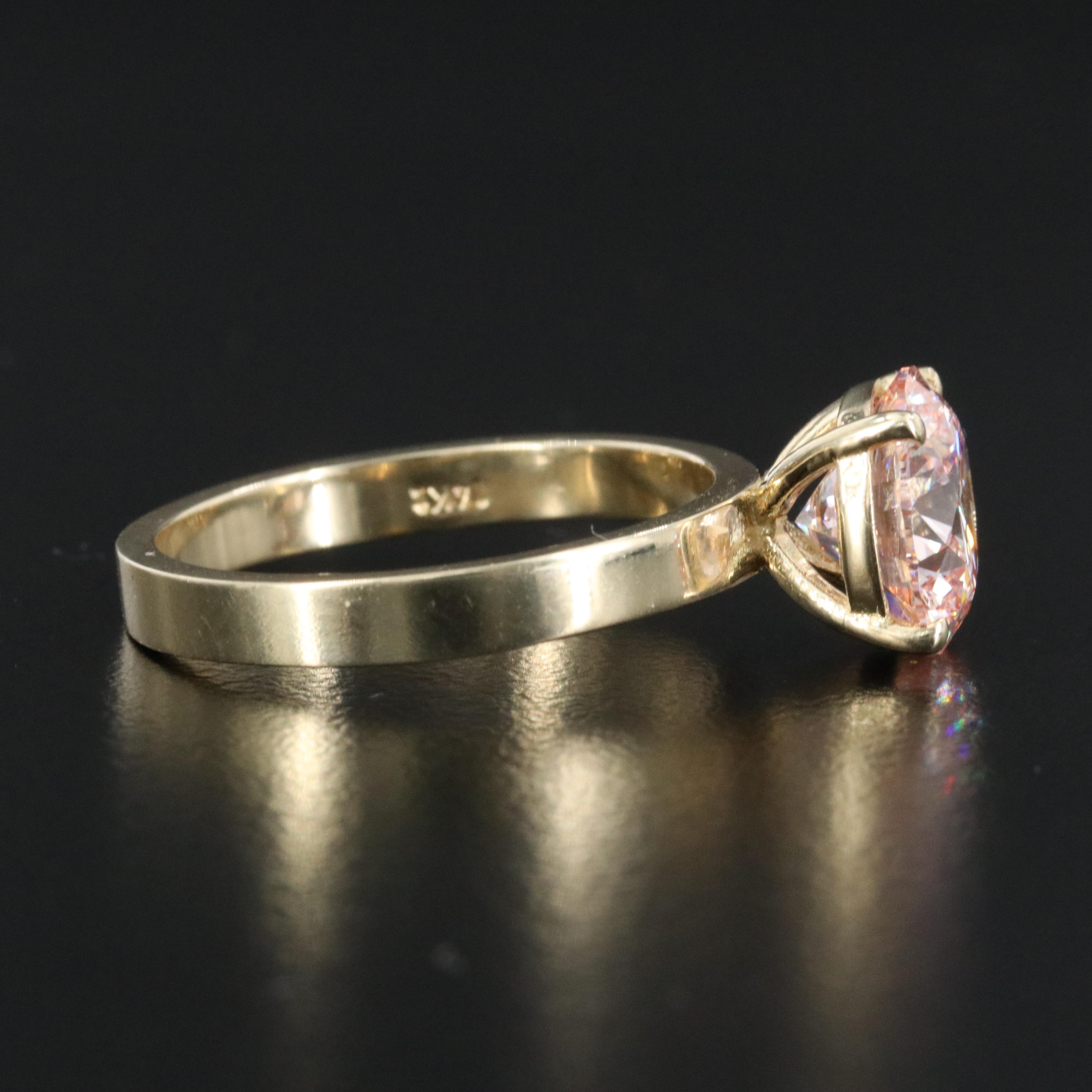 14K 2.97 CT Lab Grown Fancy Diamond Solitaire Ring with IGI Report