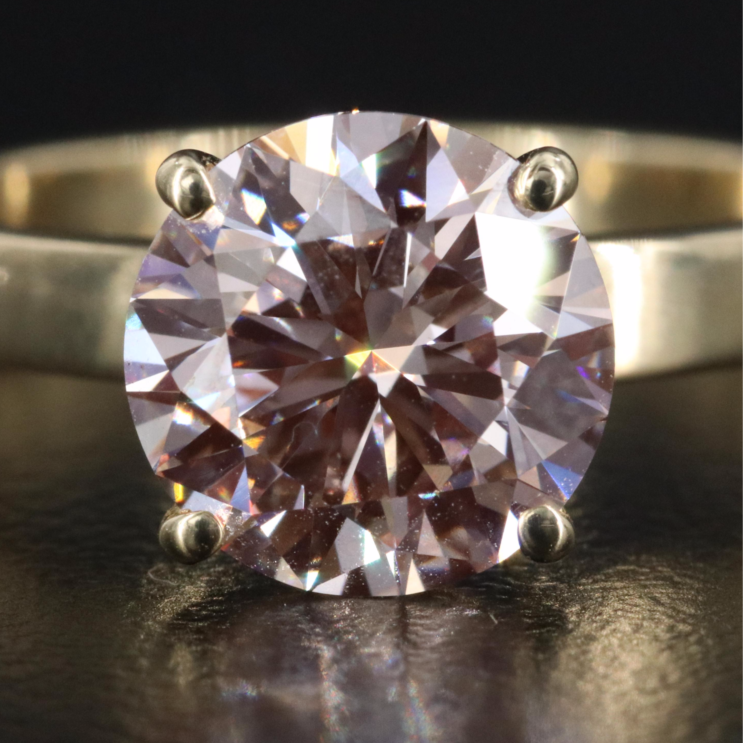 14K 2.97 CT Lab Grown Fancy Diamond Solitaire Ring with IGI Report