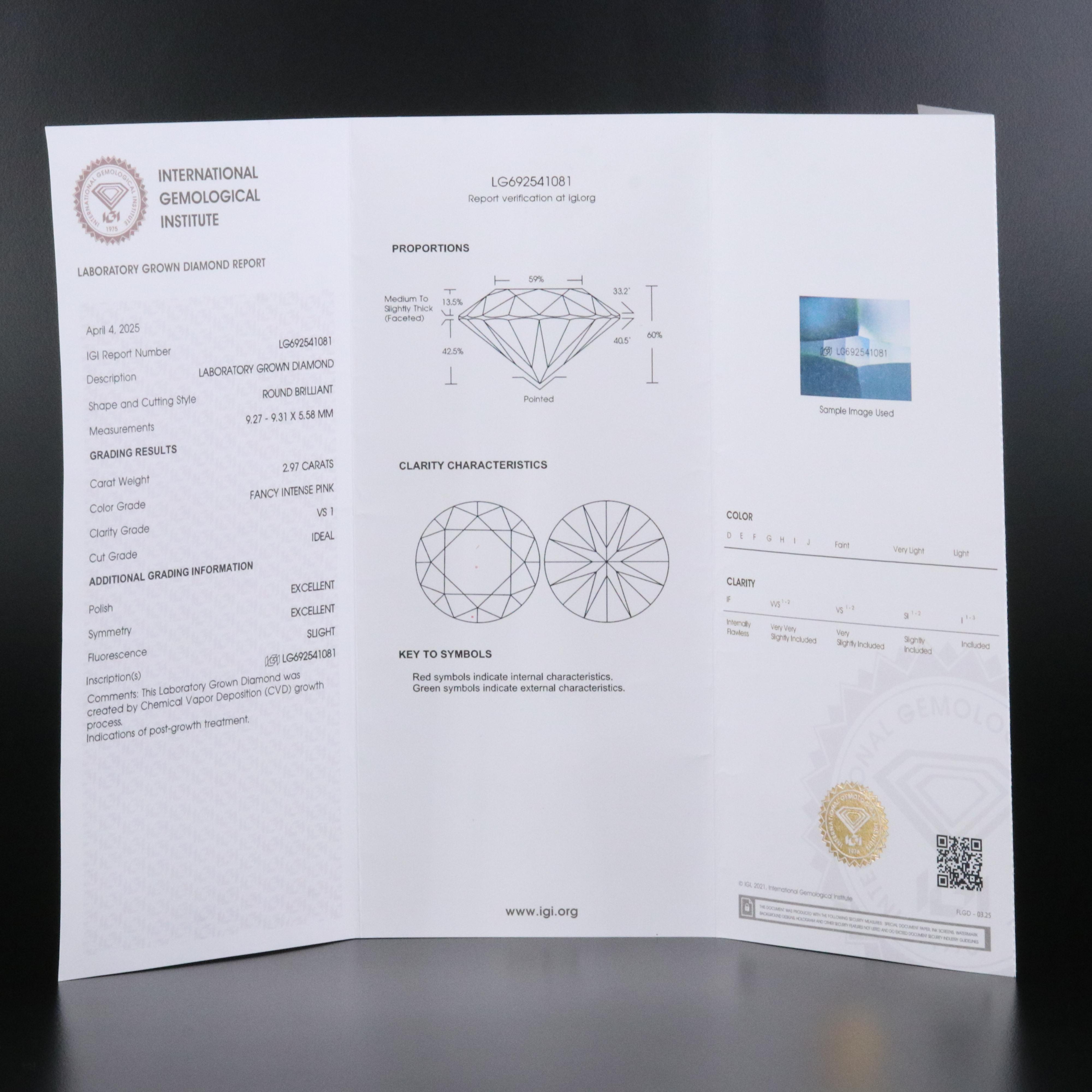 14K 2.97 CT Lab Grown Fancy Diamond Solitaire Ring with IGI Report