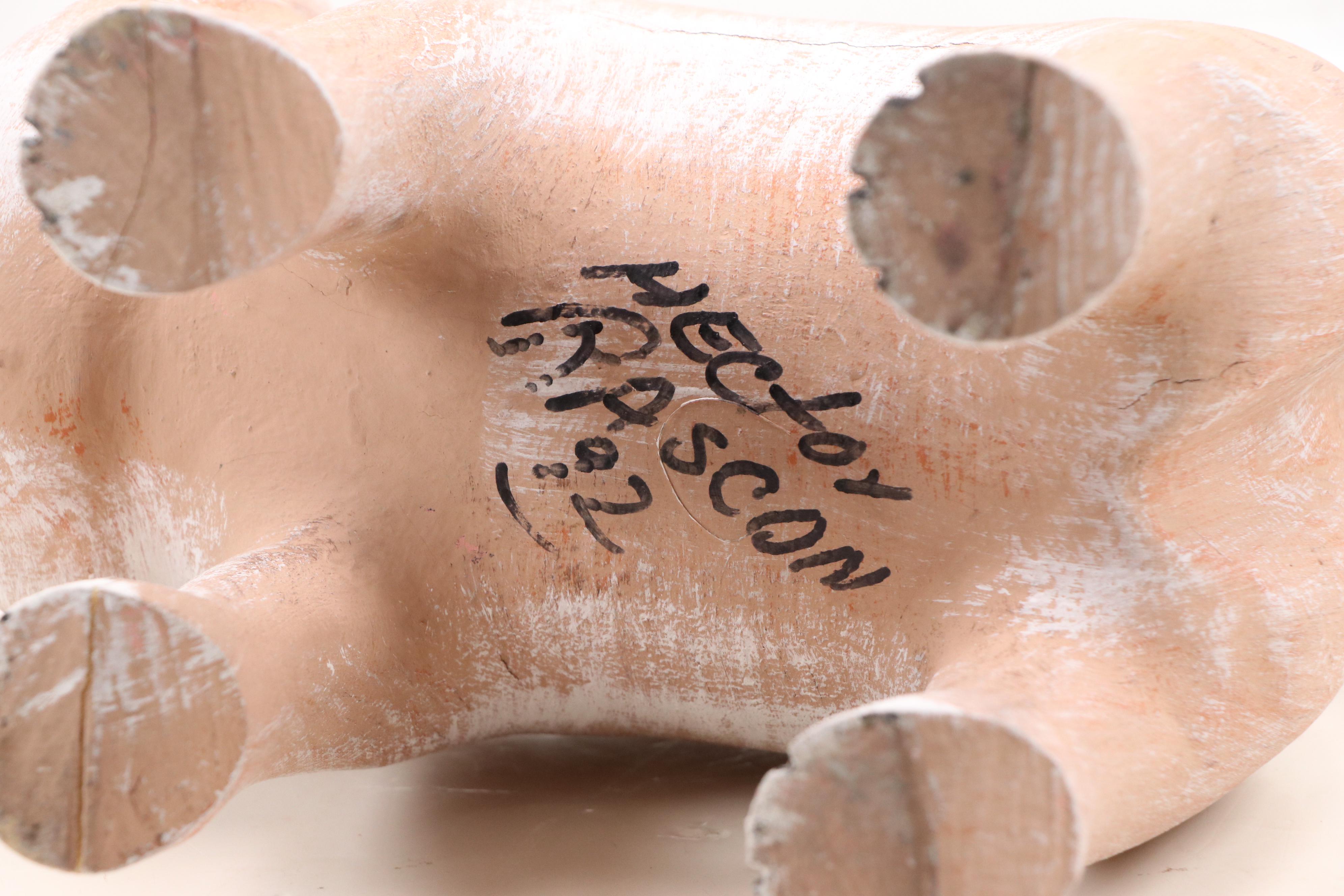 Hector Rascon Folk Art Carved Wooden Raccoon Sculpture, 1992