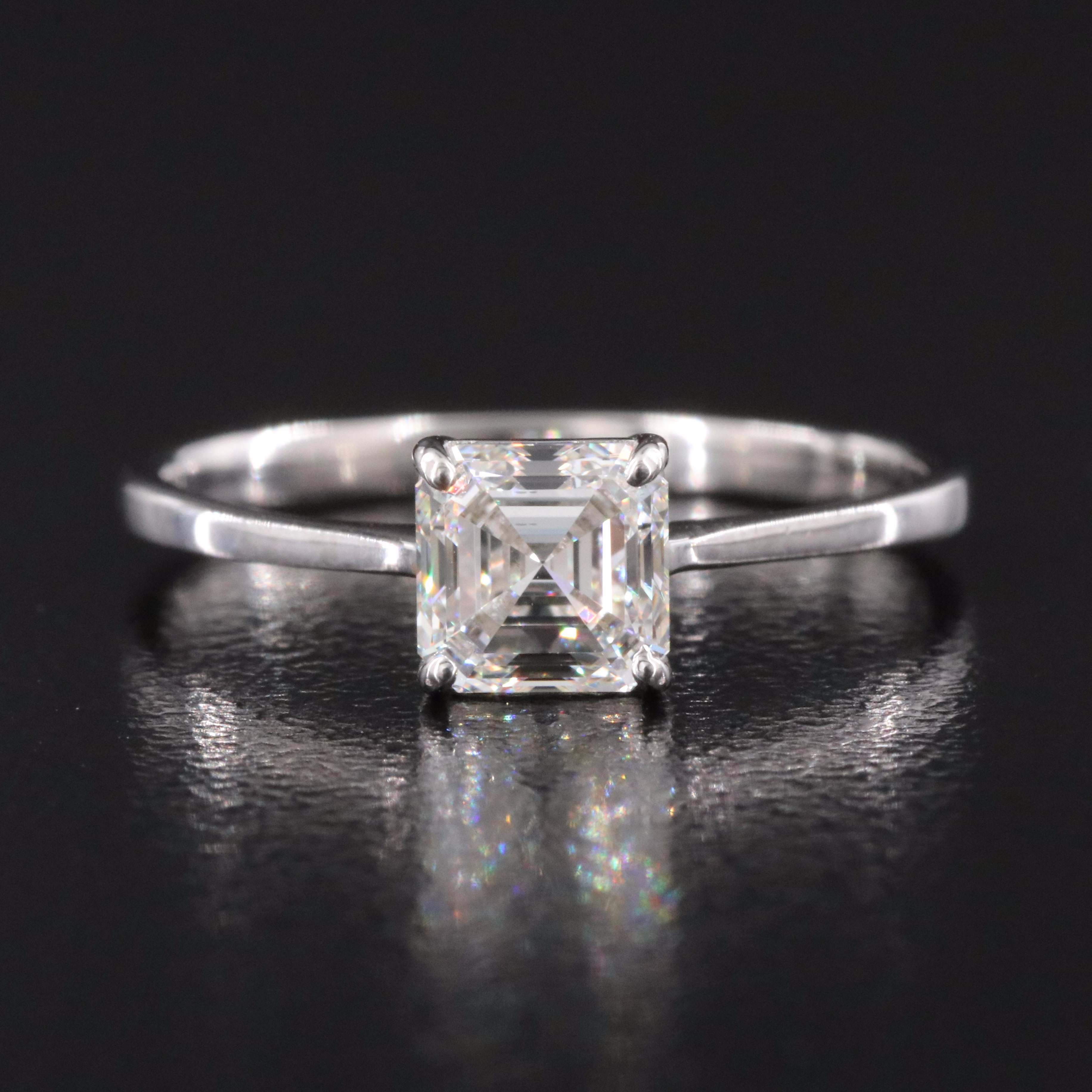 Platinum 0.90 CT Diamond Solitaire Ring with GIA Report