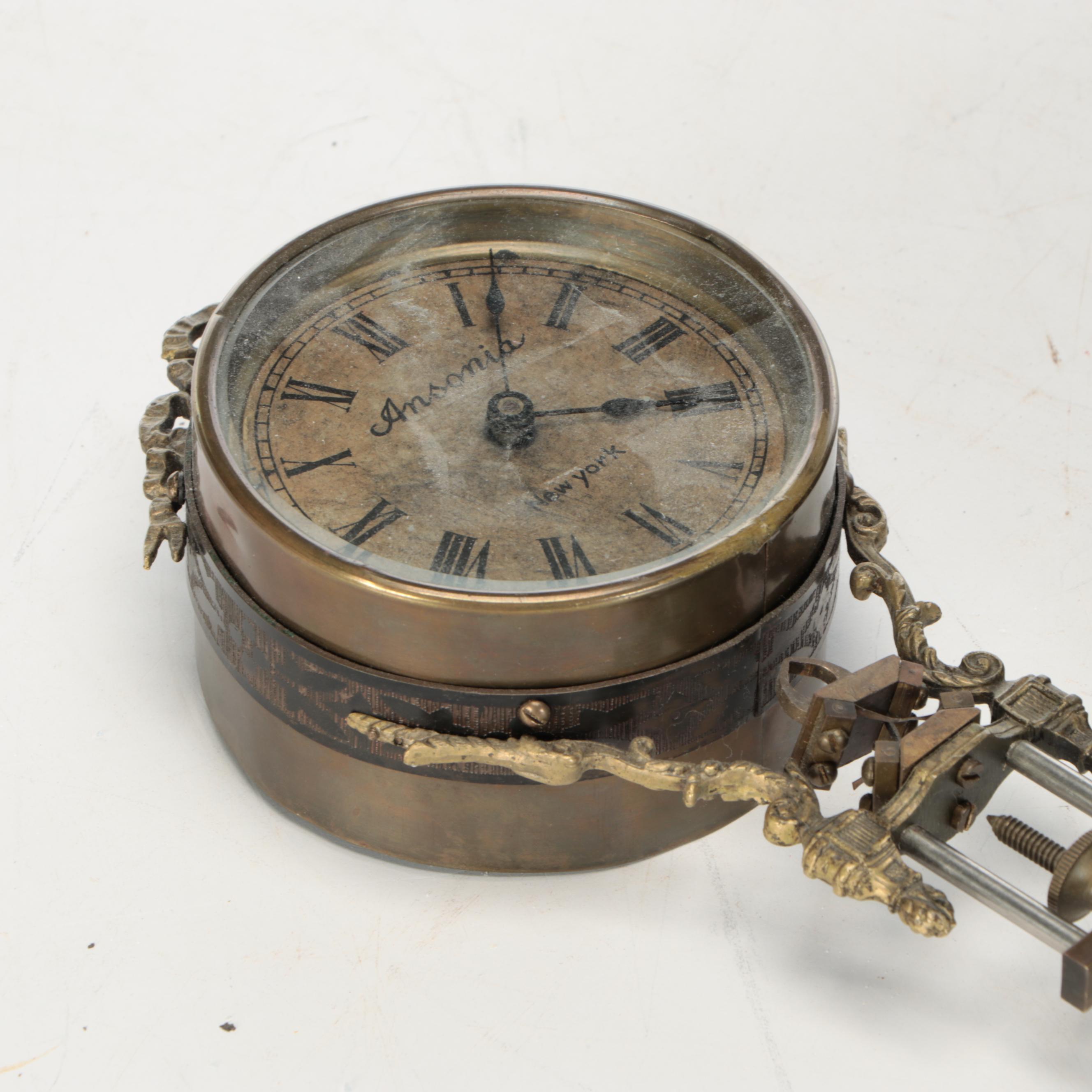 Ansonia "Gloria" Brass and Spelter Swinger Pendulum Clock