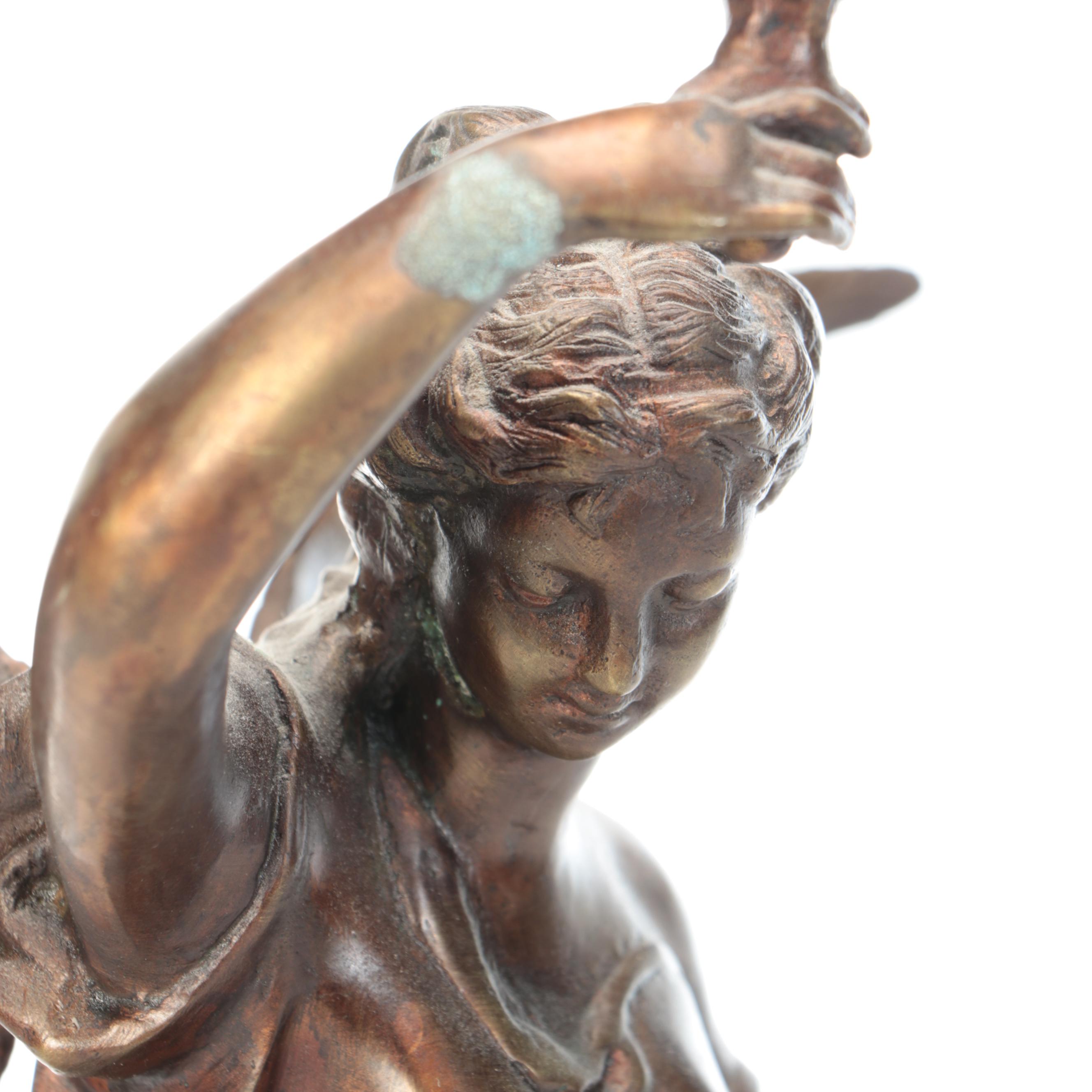 Ansonia "Gloria" Brass and Spelter Swinger Pendulum Clock