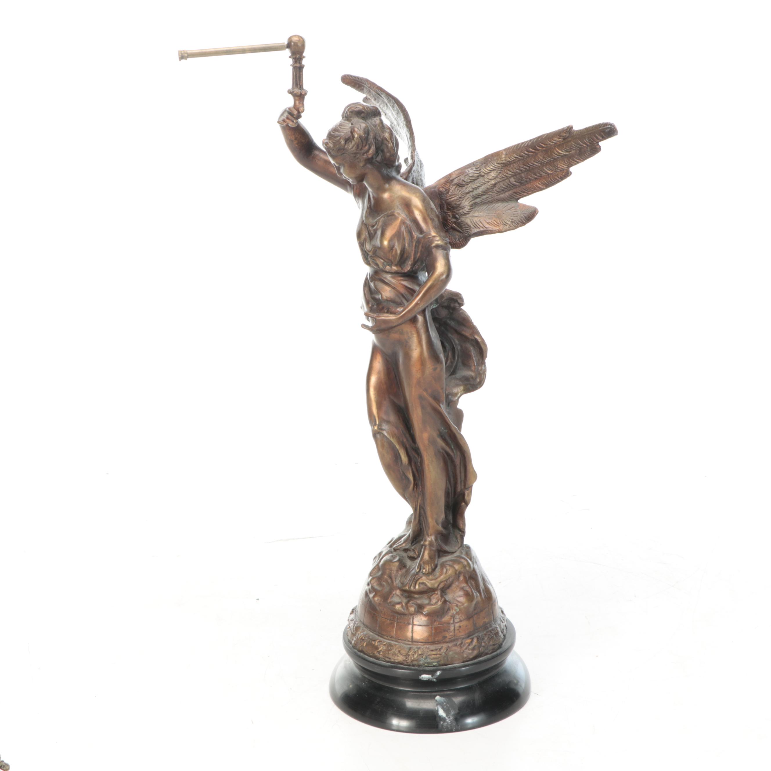 Ansonia "Gloria" Brass and Spelter Swinger Pendulum Clock