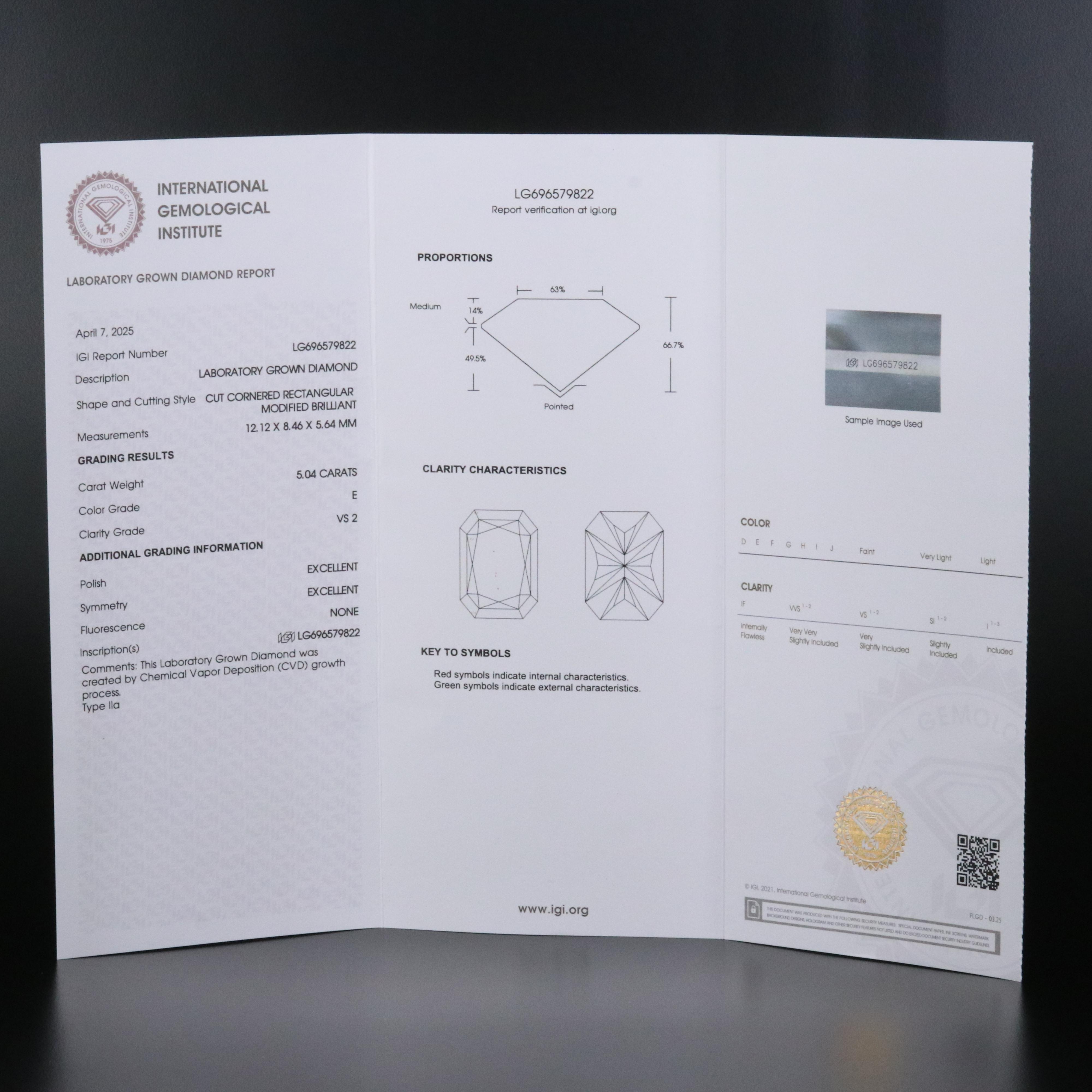 14K 5.04 CT Lab Grown Diamond Solitaire Ring with IGI Report