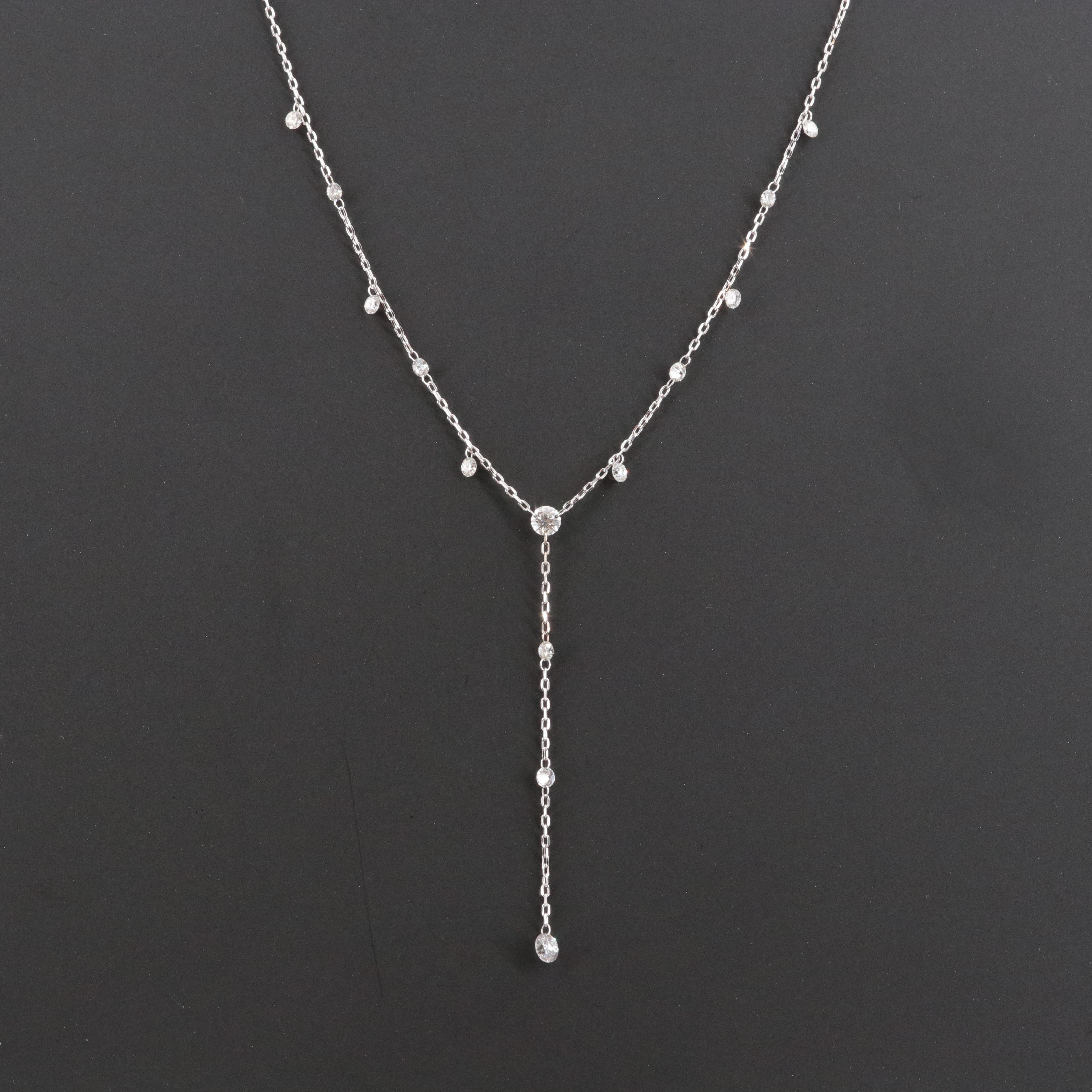 18K 1.01 CTW Diamond Station Y Necklace