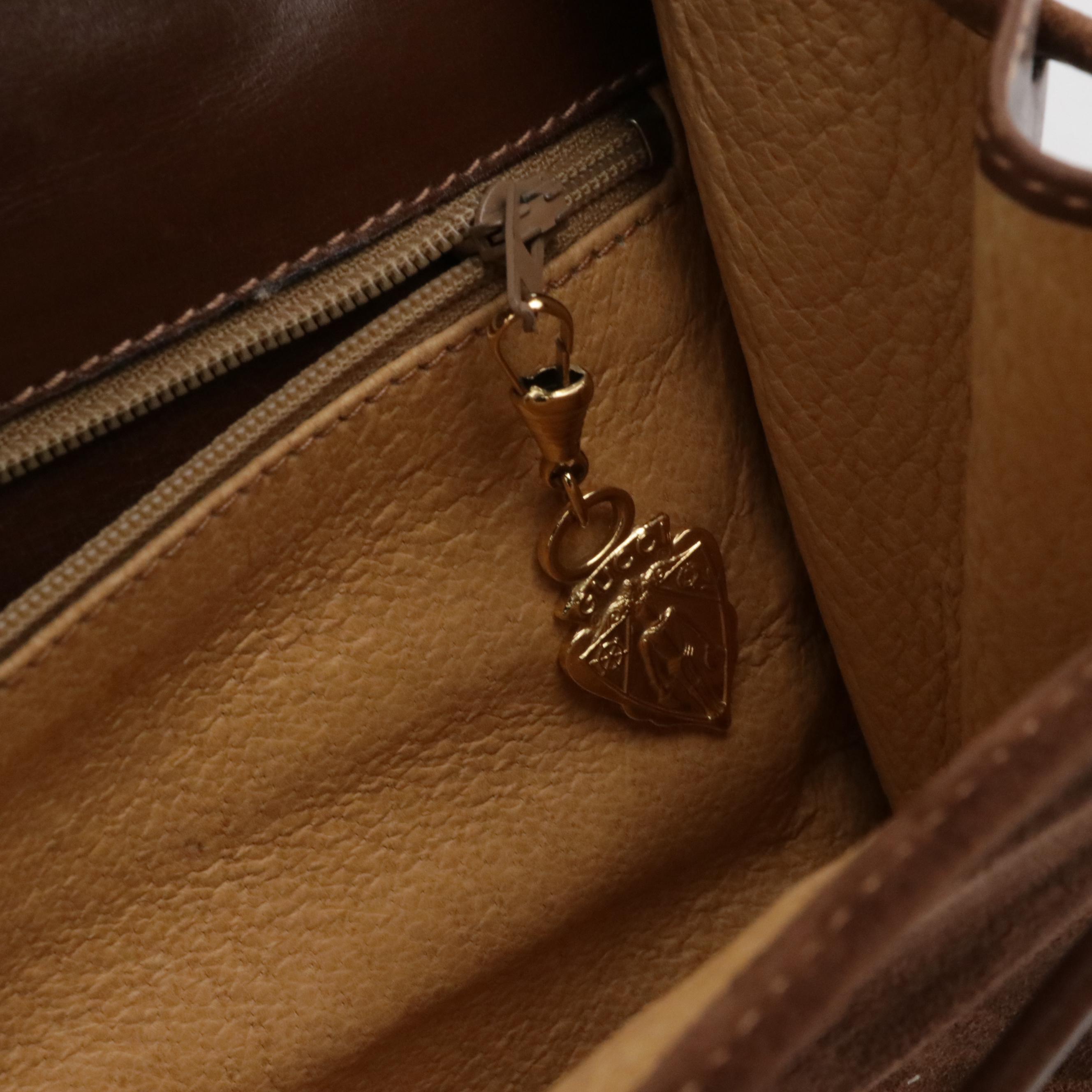 Gucci Brown Suede and Leather Front-Flap Crossbody Bag