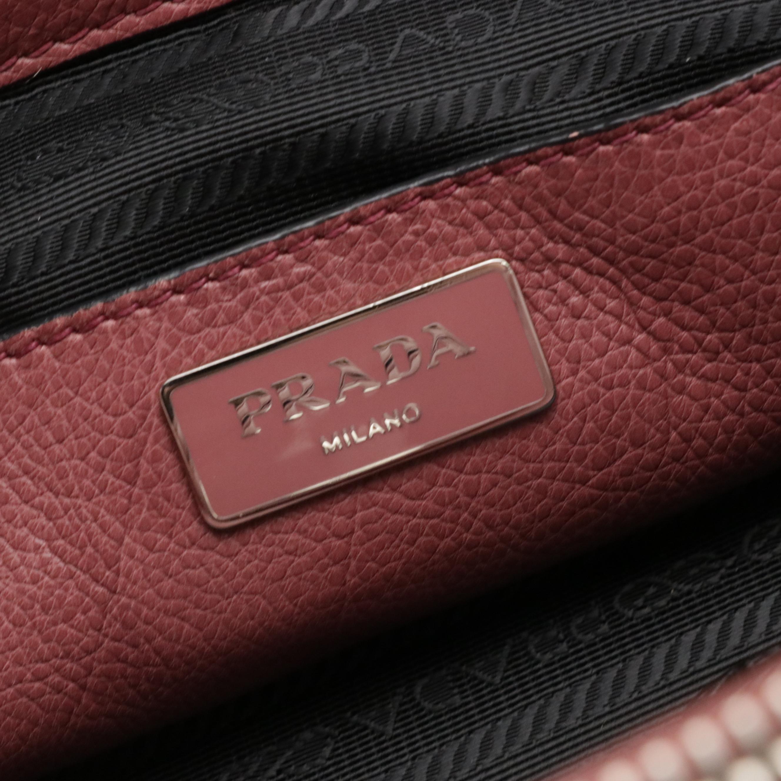 Prada Raspberry Calfskin Leather Twin Pocket Two-Way Tote