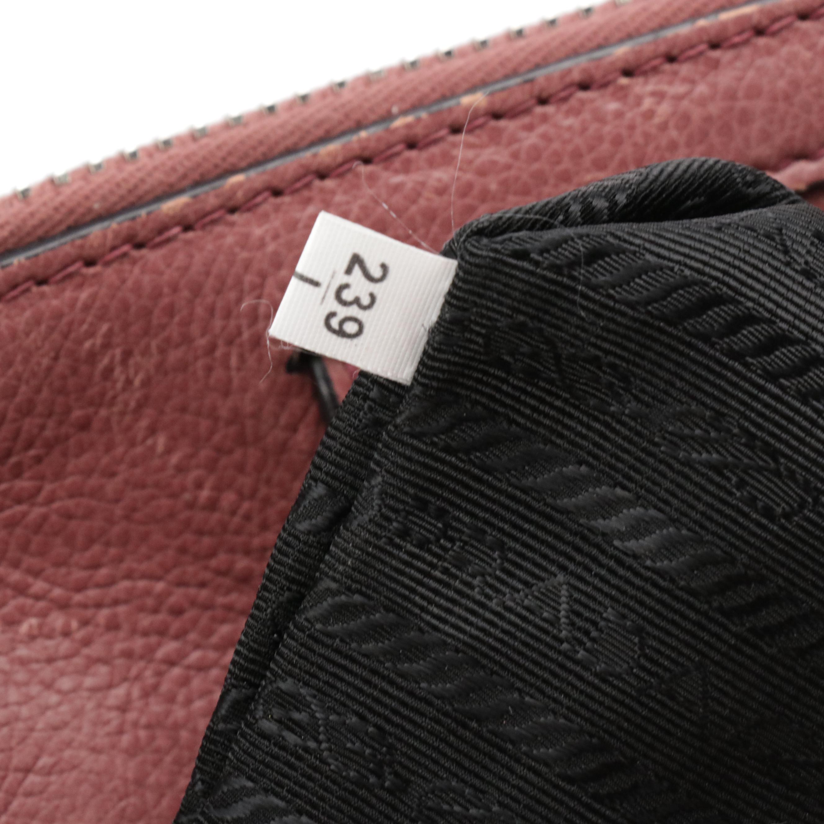 Prada Raspberry Calfskin Leather Twin Pocket Two-Way Tote