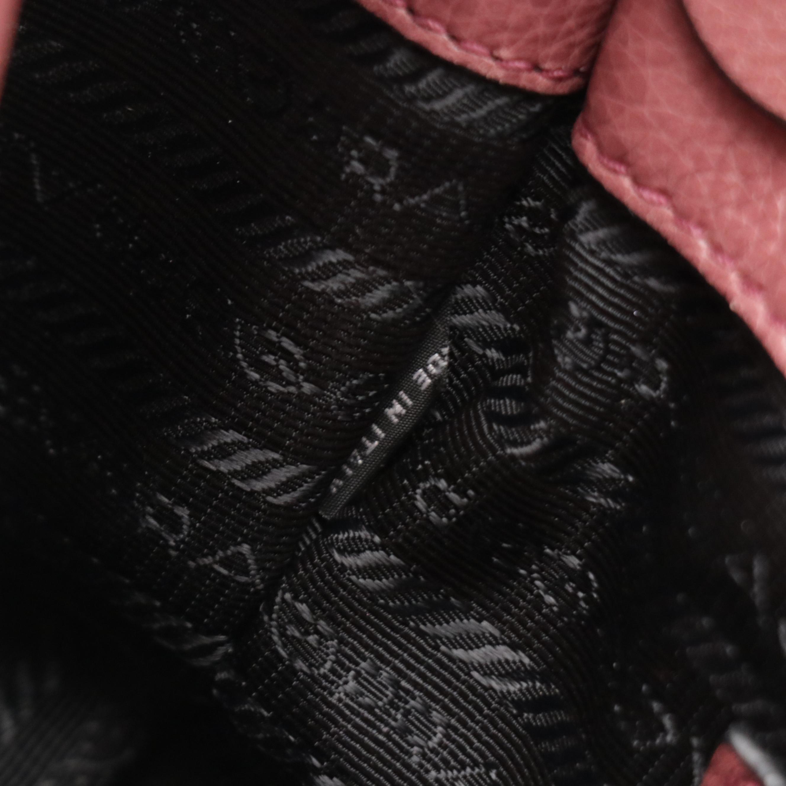 Prada Raspberry Calfskin Leather Twin Pocket Two-Way Tote