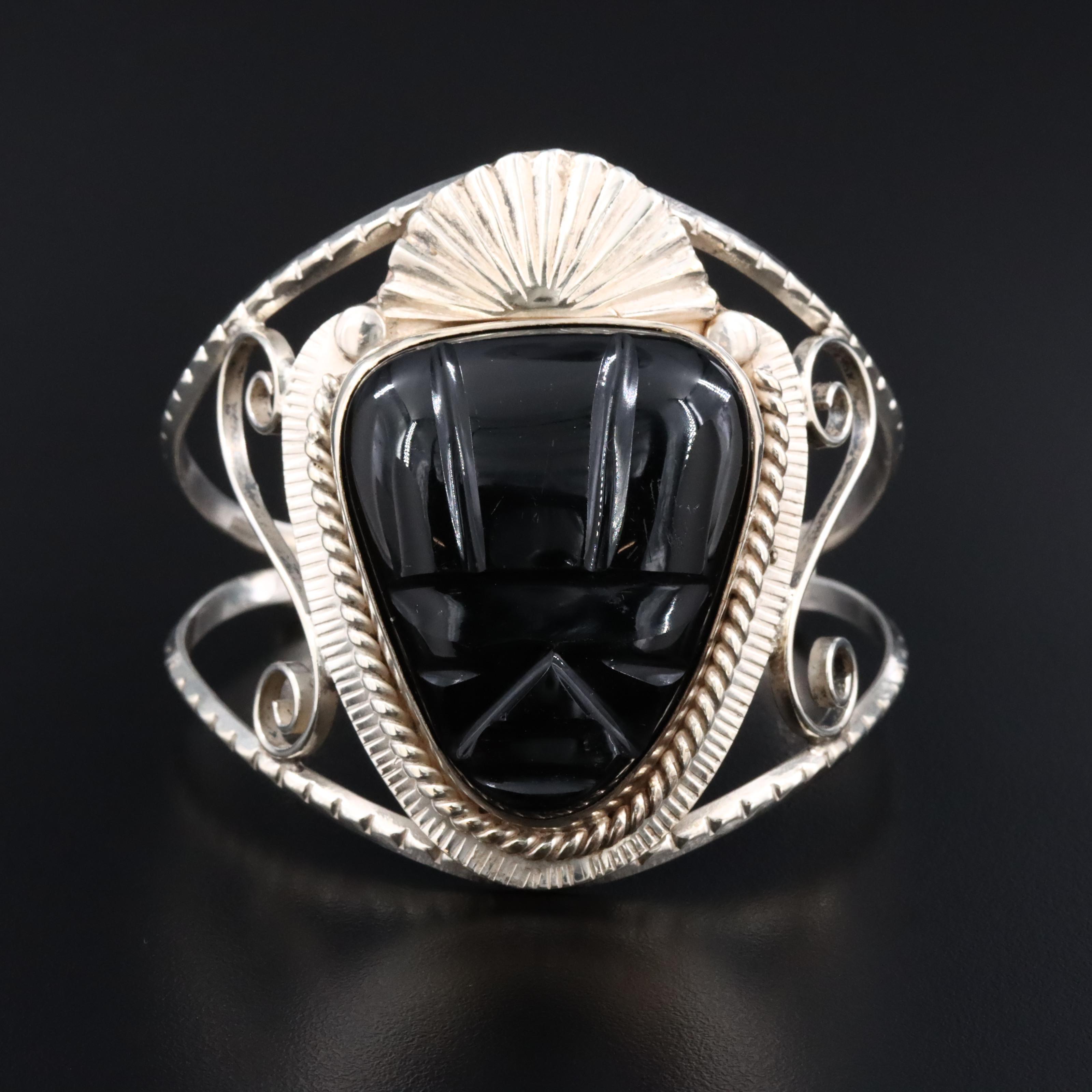 Sterling Obsidian Mask Cuff