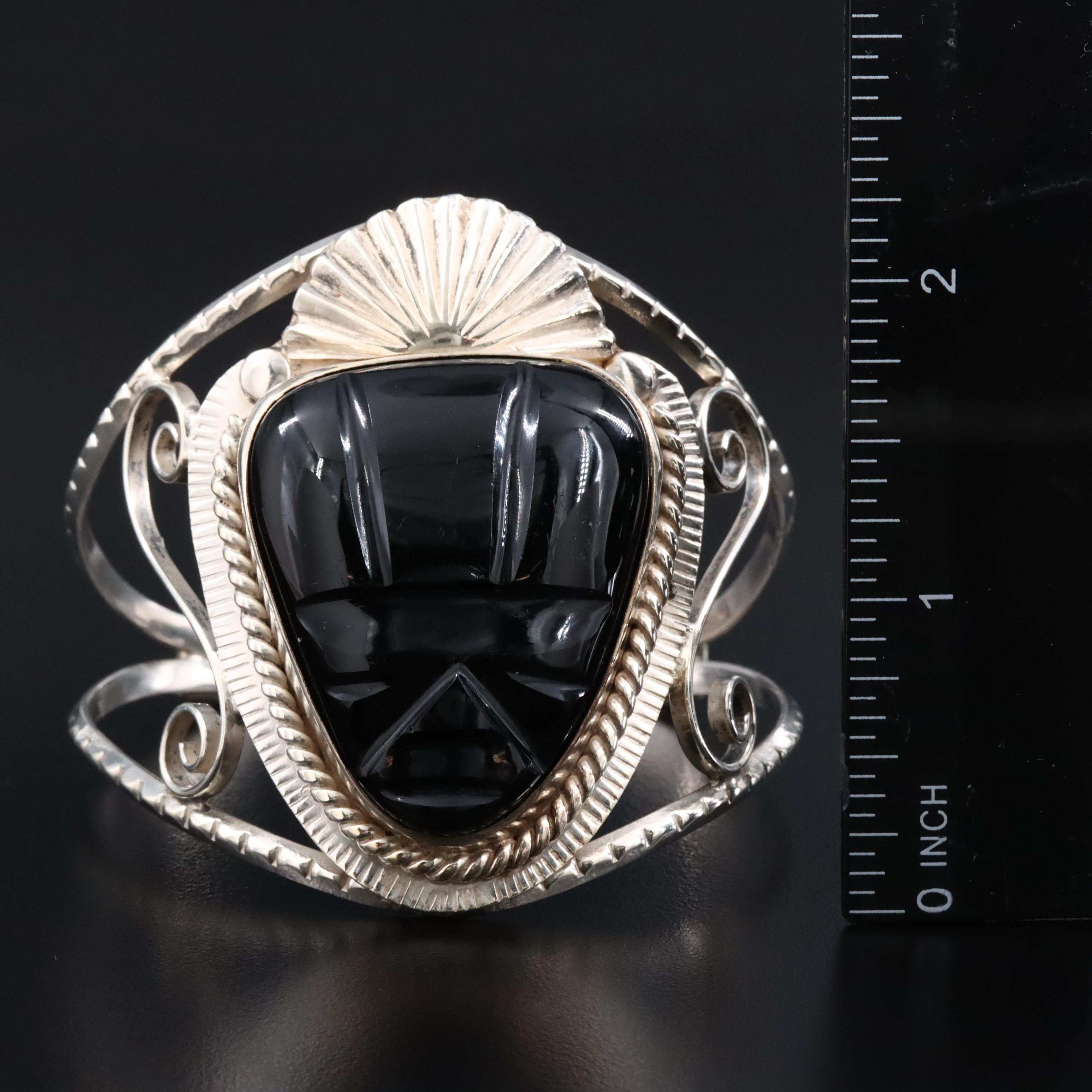 Sterling Obsidian Mask Cuff