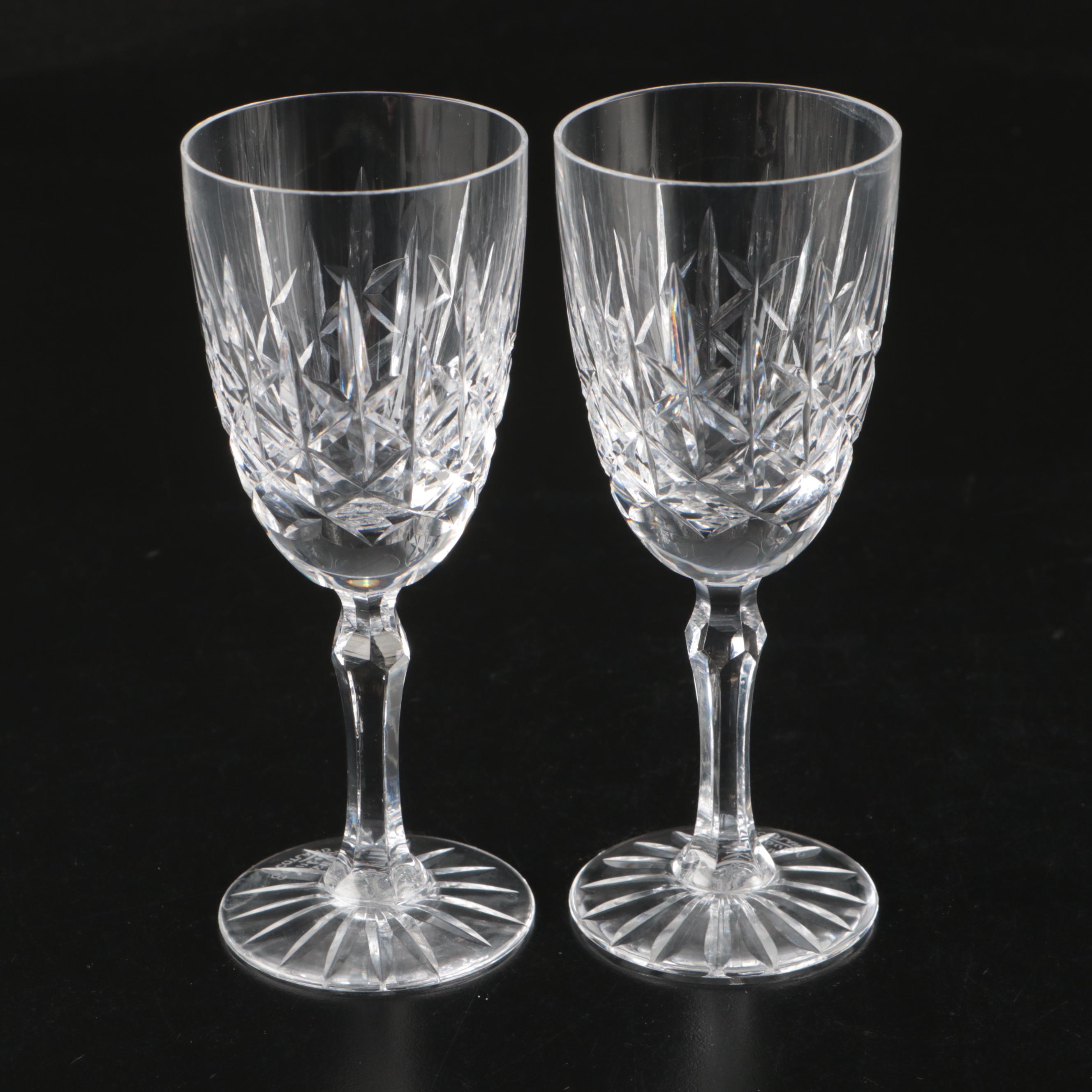 Waterford "Alana" Crystal Wine Glasses with Crystal Cordial Glasses