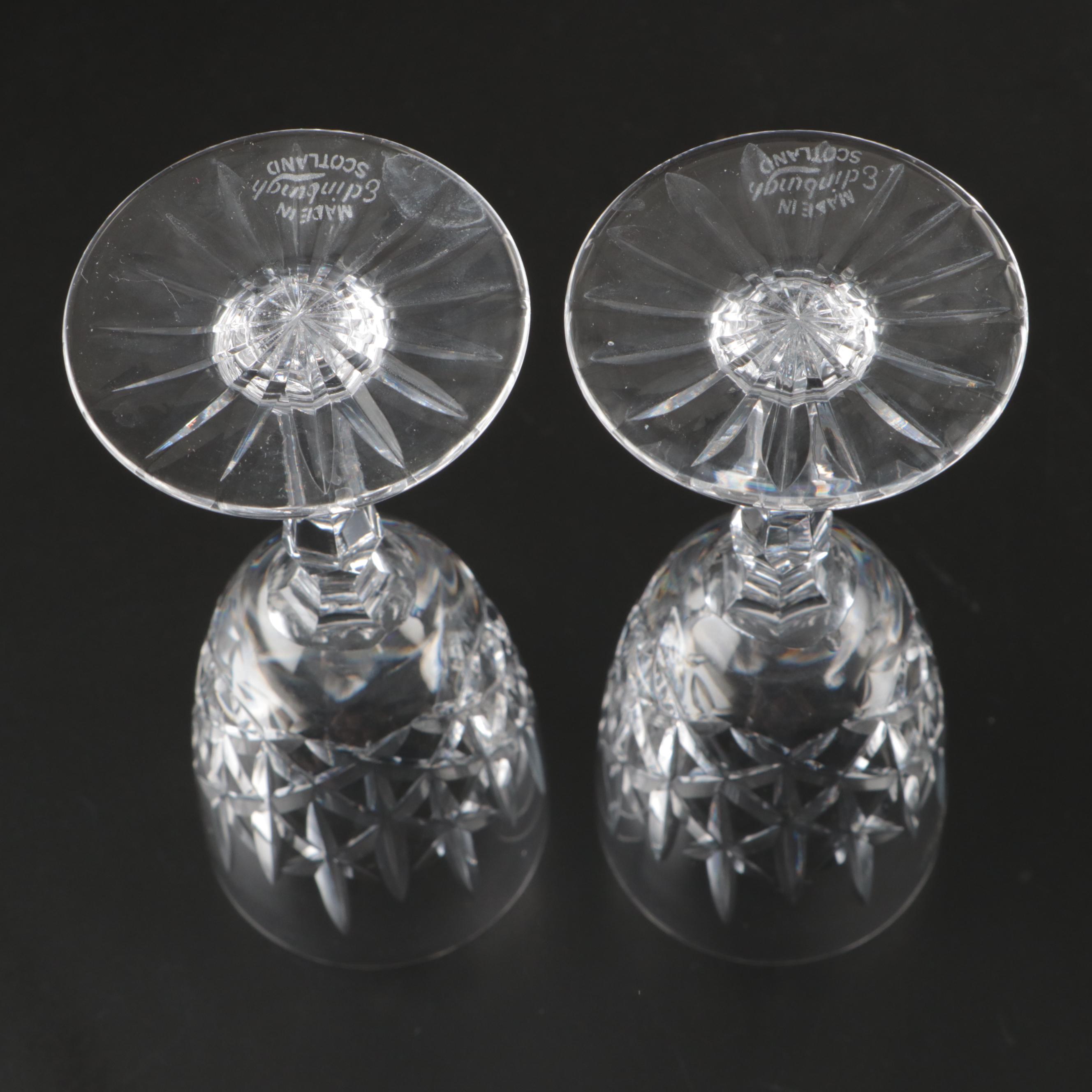 Waterford "Alana" Crystal Wine Glasses with Crystal Cordial Glasses