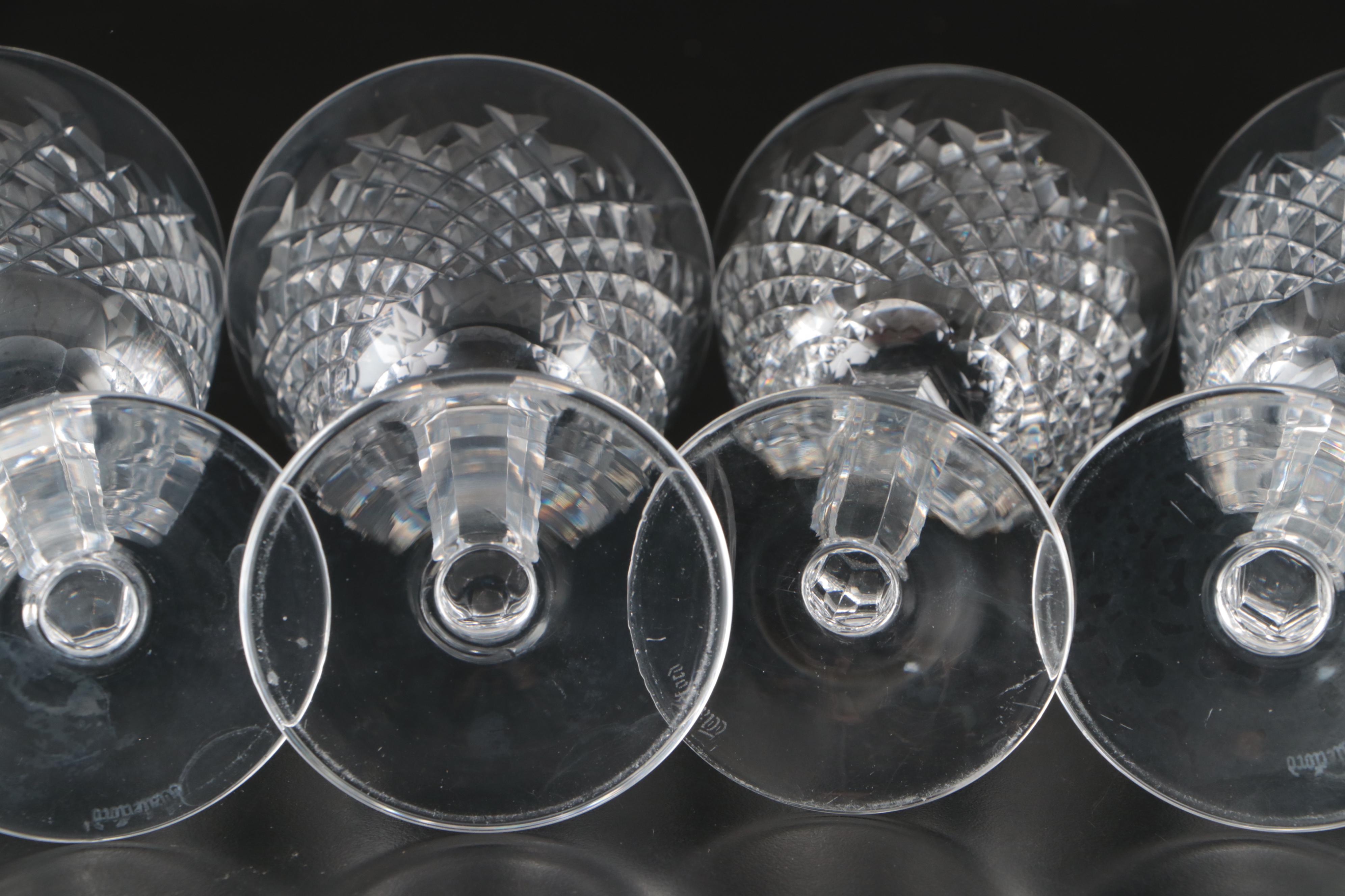 Waterford "Alana" Crystal Wine Glasses with Crystal Cordial Glasses