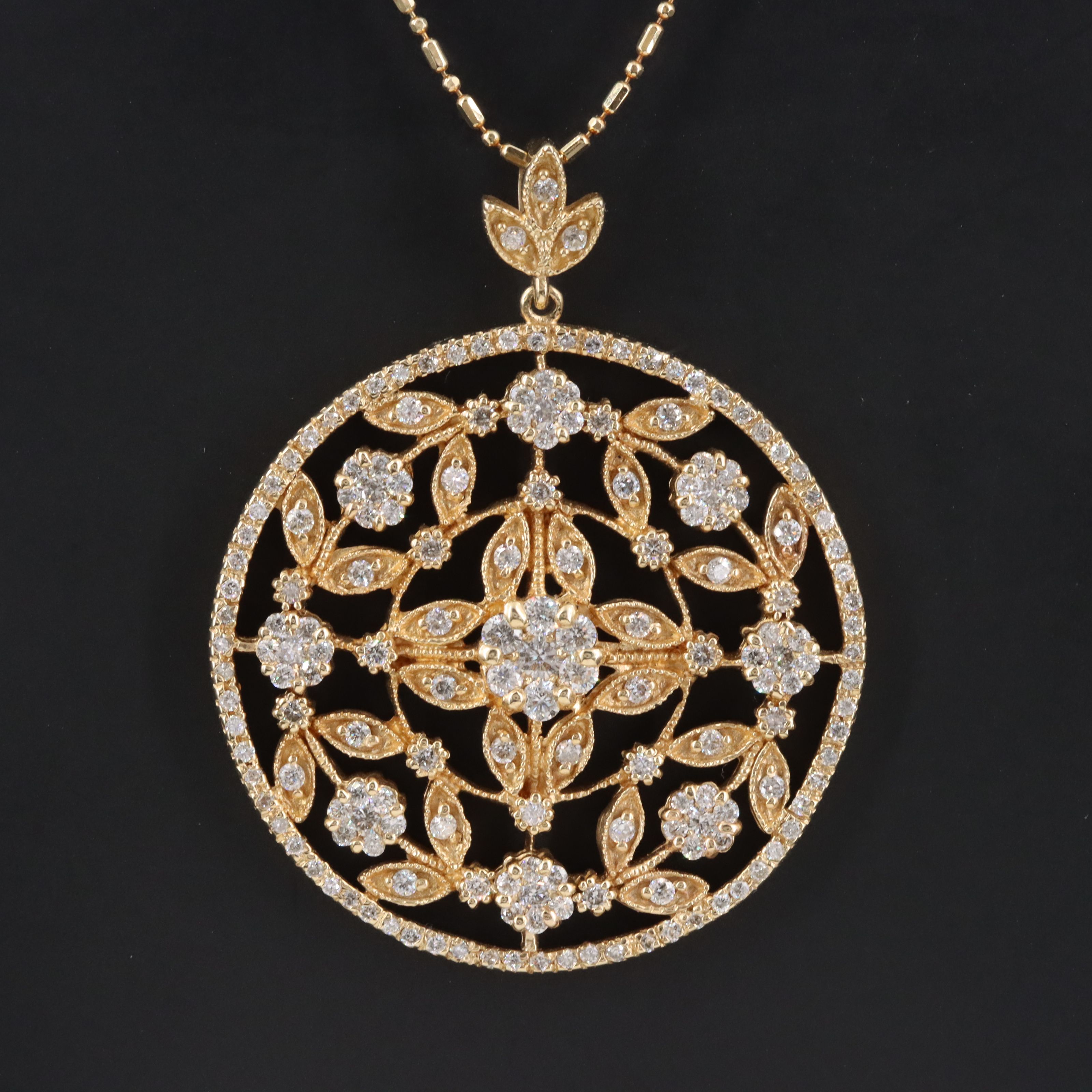 14K 1.85 CTW Diamond Floral Pendant Necklace