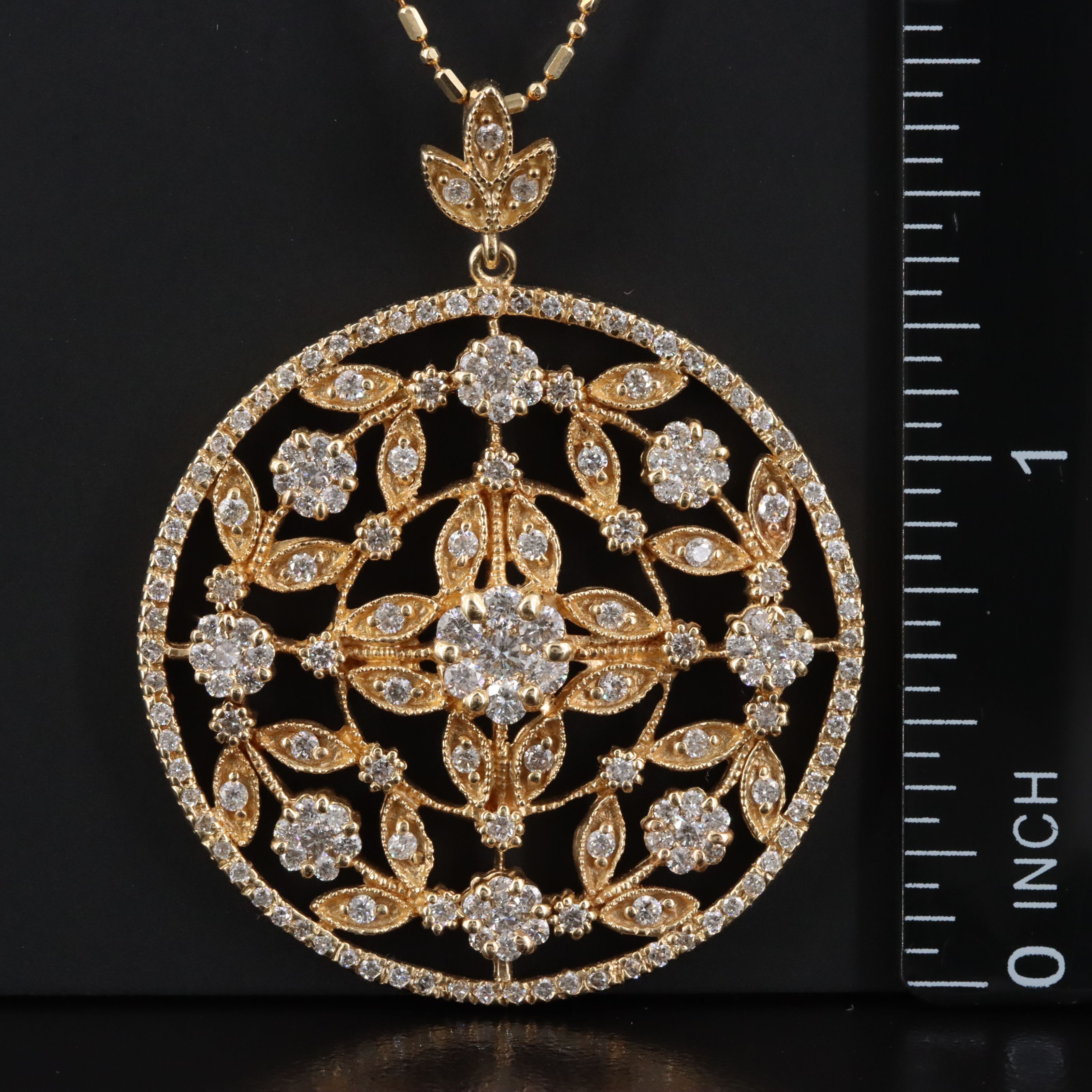 14K 1.85 CTW Diamond Floral Pendant Necklace