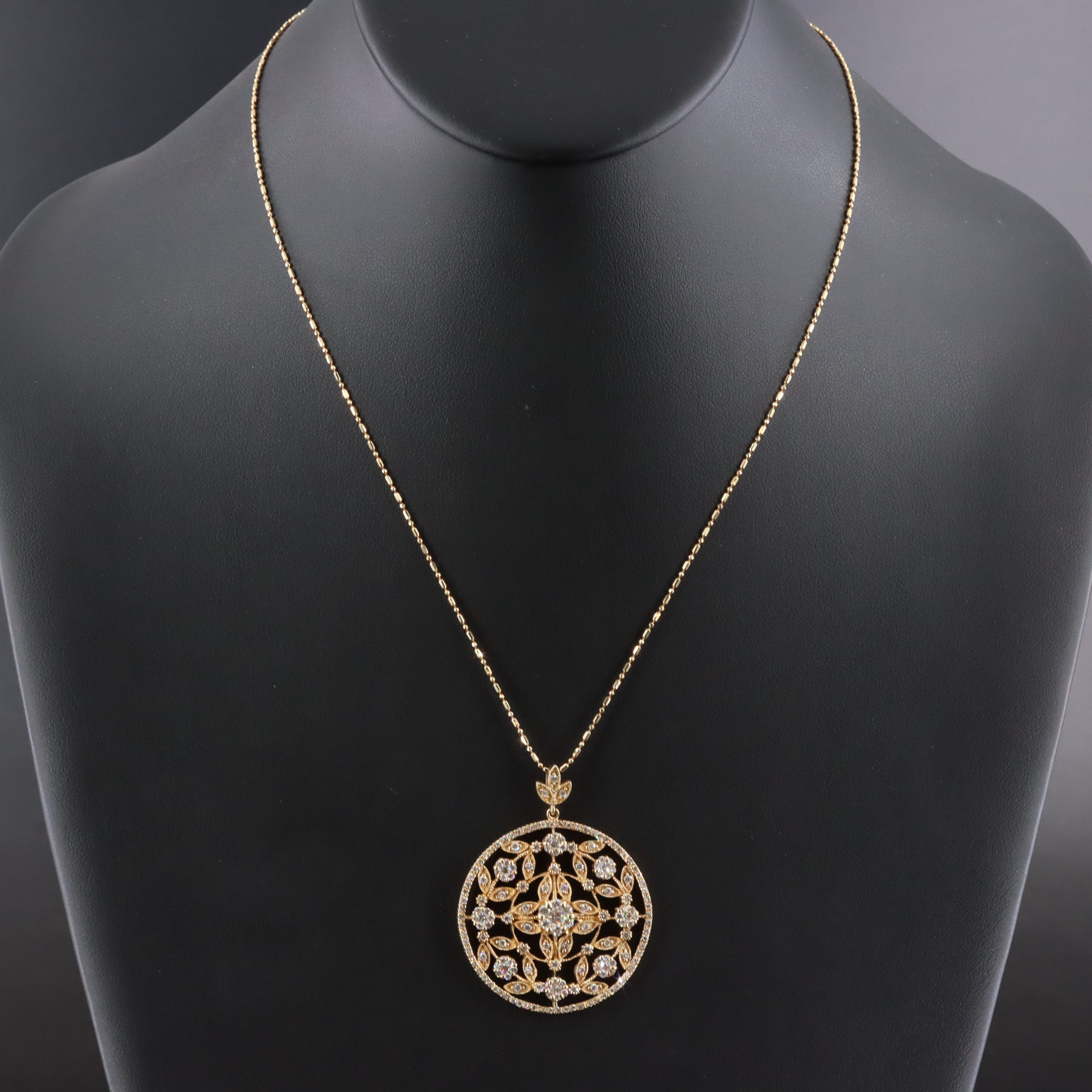 14K 1.85 CTW Diamond Floral Pendant Necklace