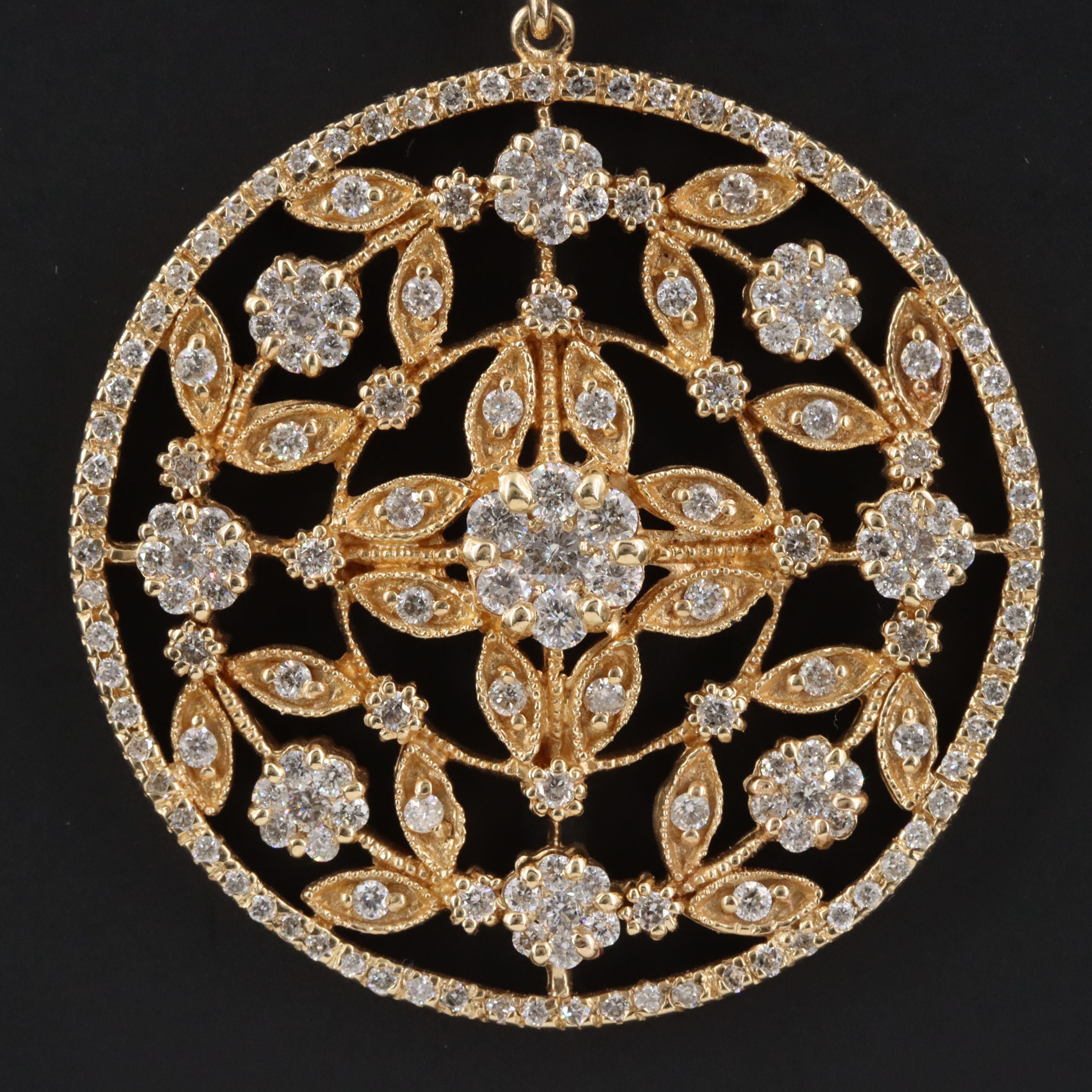 14K 1.85 CTW Diamond Floral Pendant Necklace