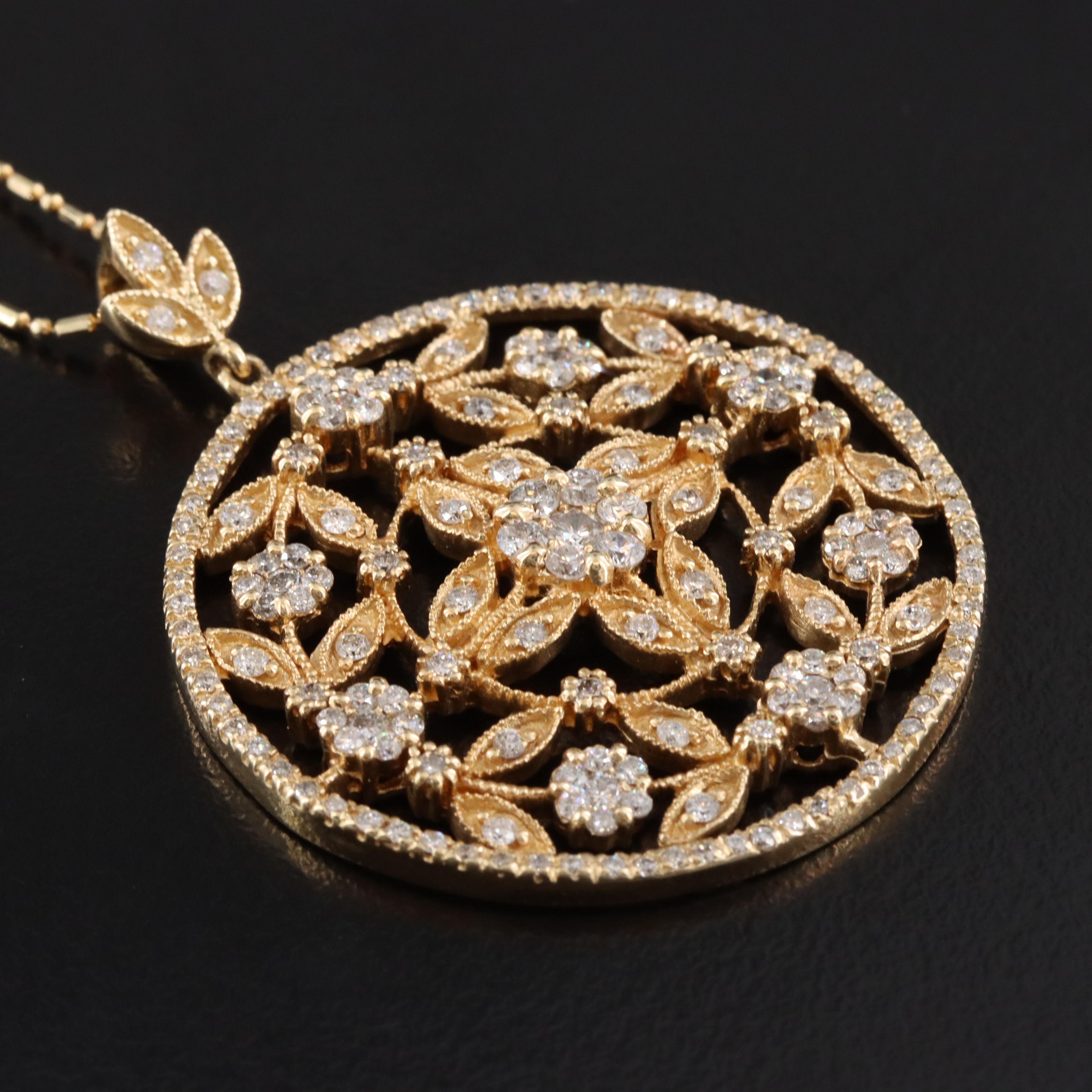 14K 1.85 CTW Diamond Floral Pendant Necklace
