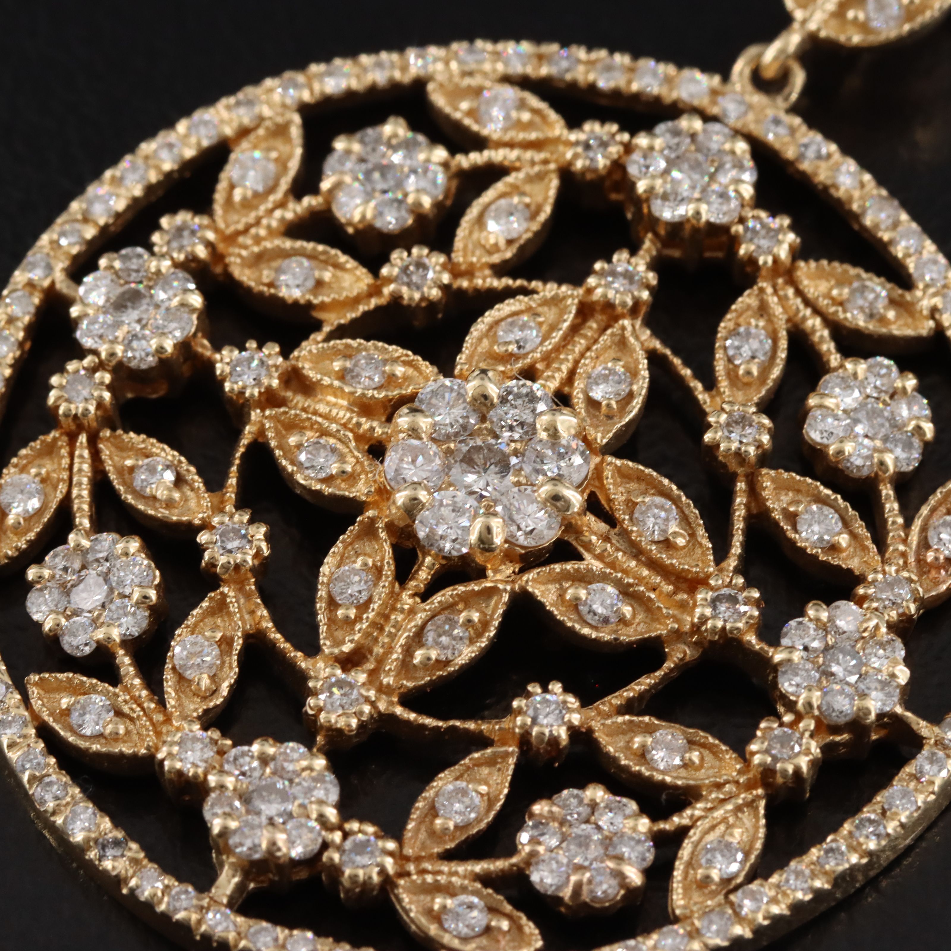 14K 1.85 CTW Diamond Floral Pendant Necklace