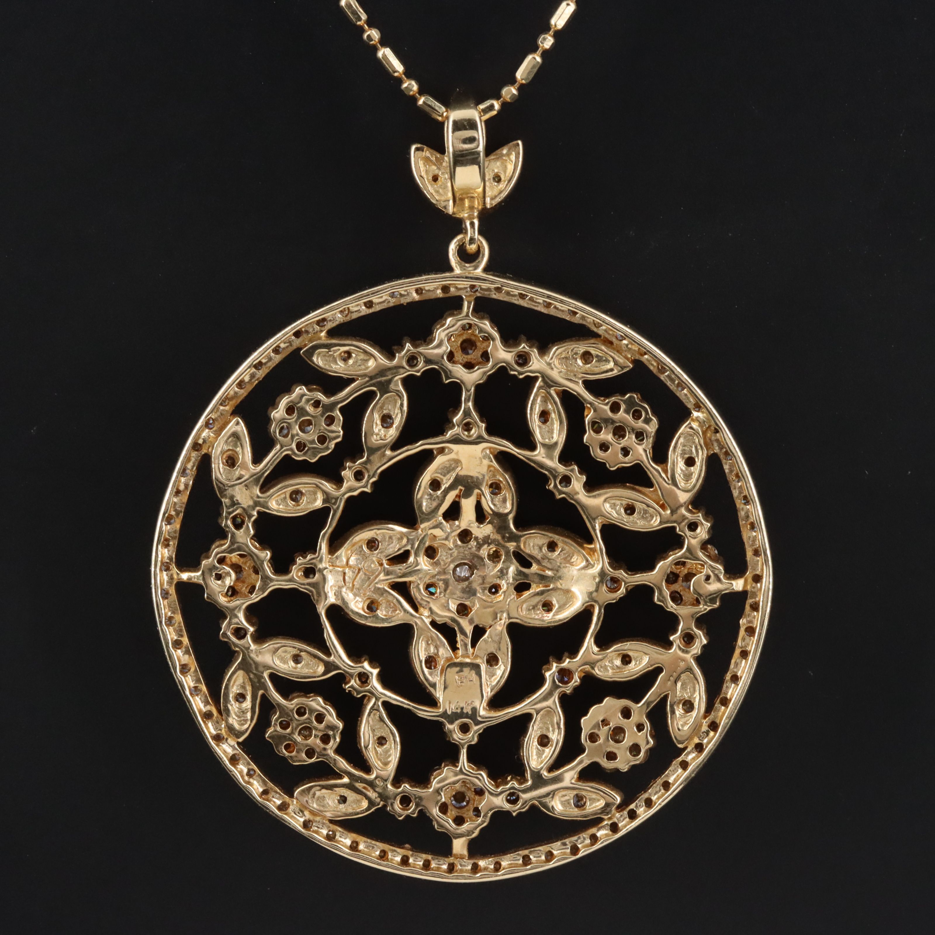 14K 1.85 CTW Diamond Floral Pendant Necklace