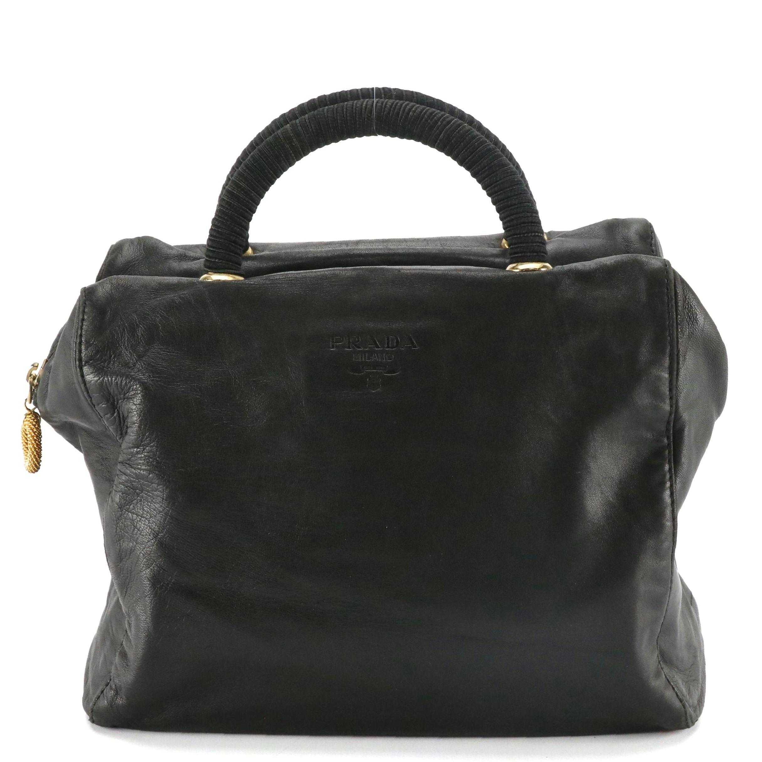 Prada Black Lambskin Leather Handbag