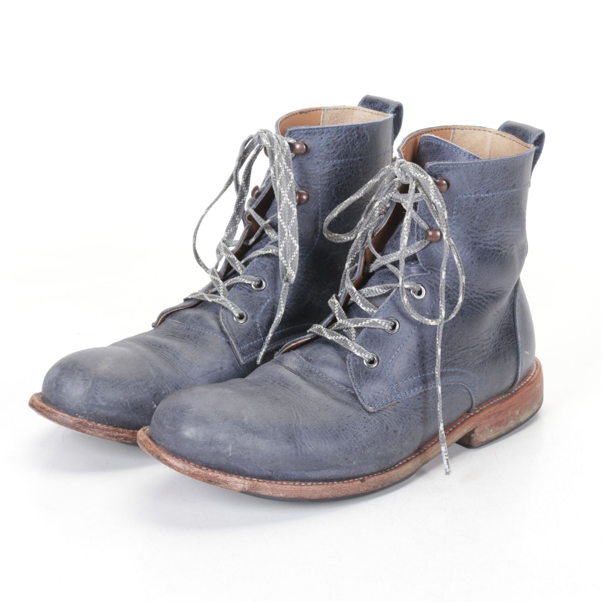 Men's Adelante Custom Blue Leather Ankle Boots, Size 10.5 W