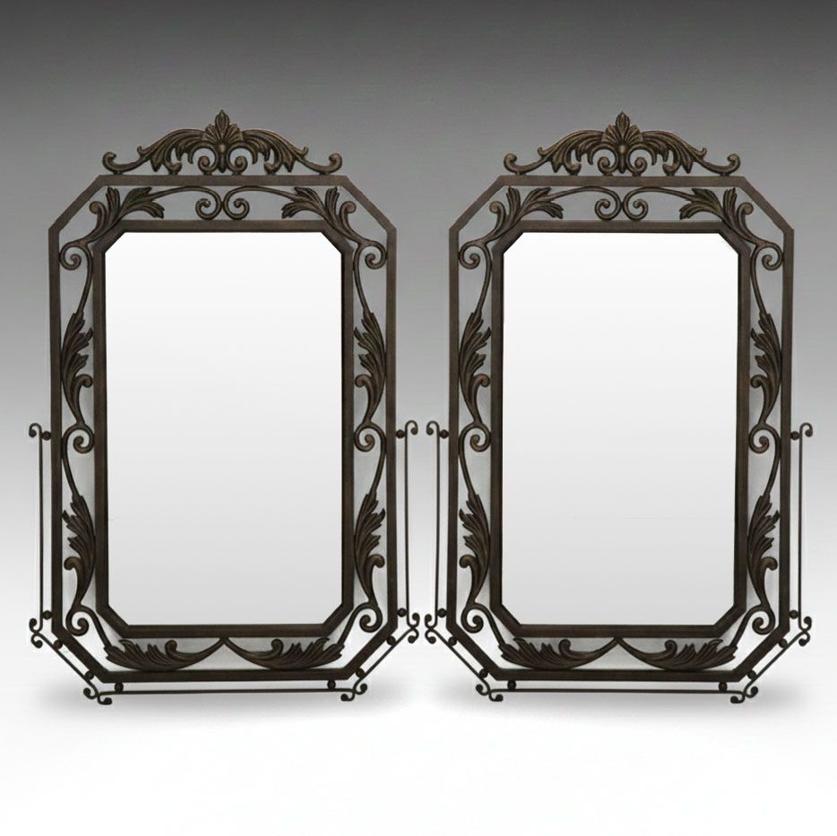 Pair of Ornate Metal Wall Mirrors