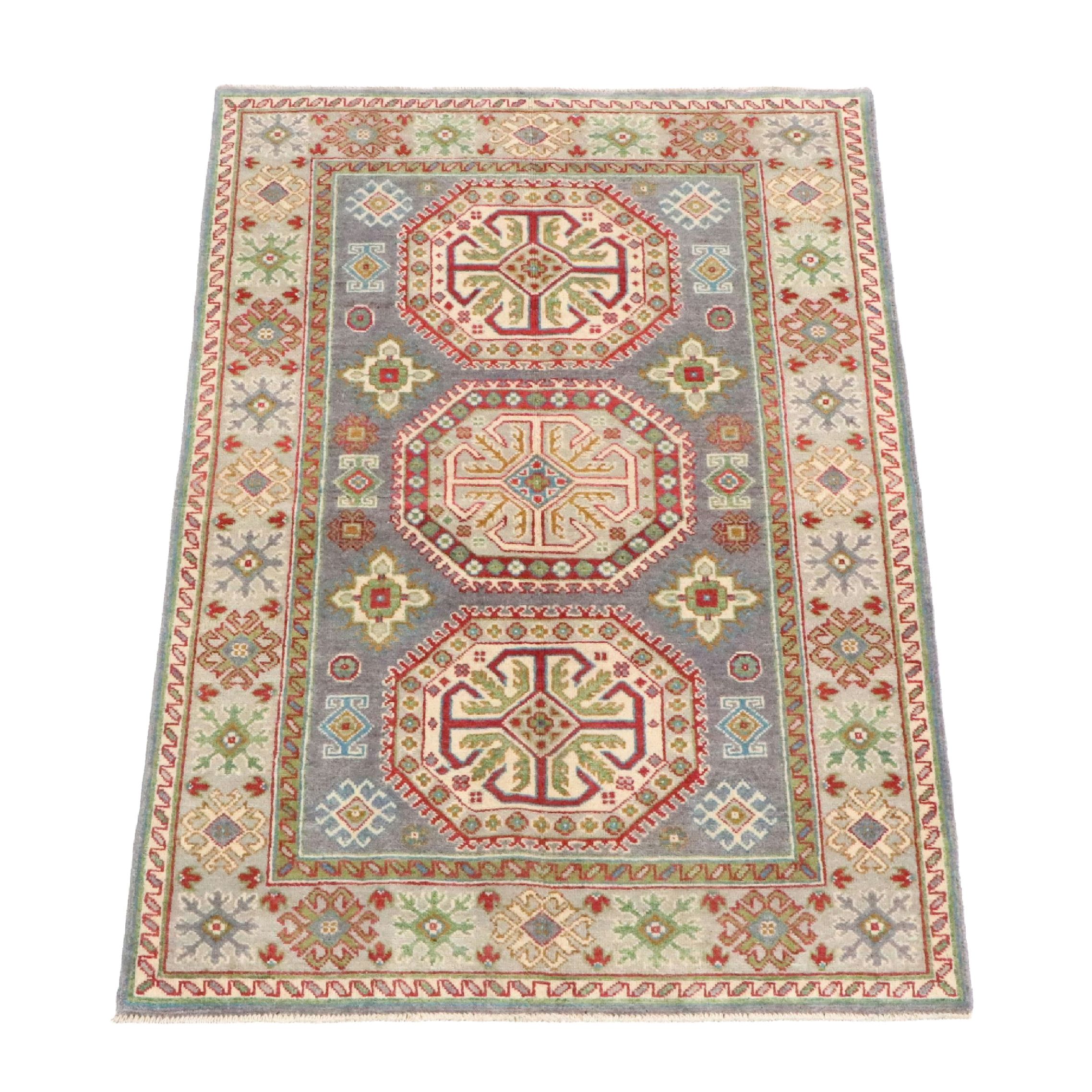 3'9 x 5'11 Hand-Knotted Pakistani Kazak Area Rug
